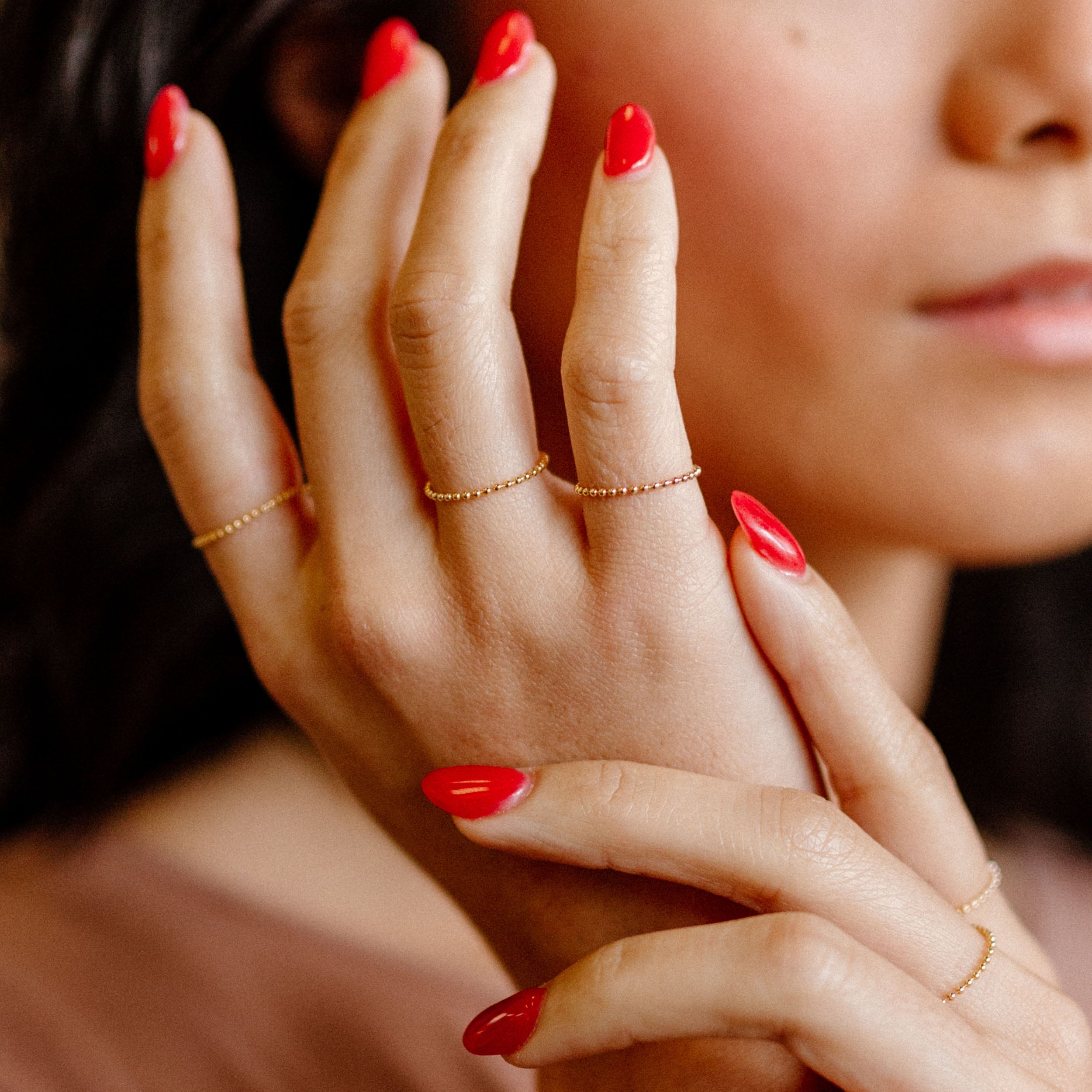 Ditto Tiny Ball Chain Stacking Rings - Favor Jewelry