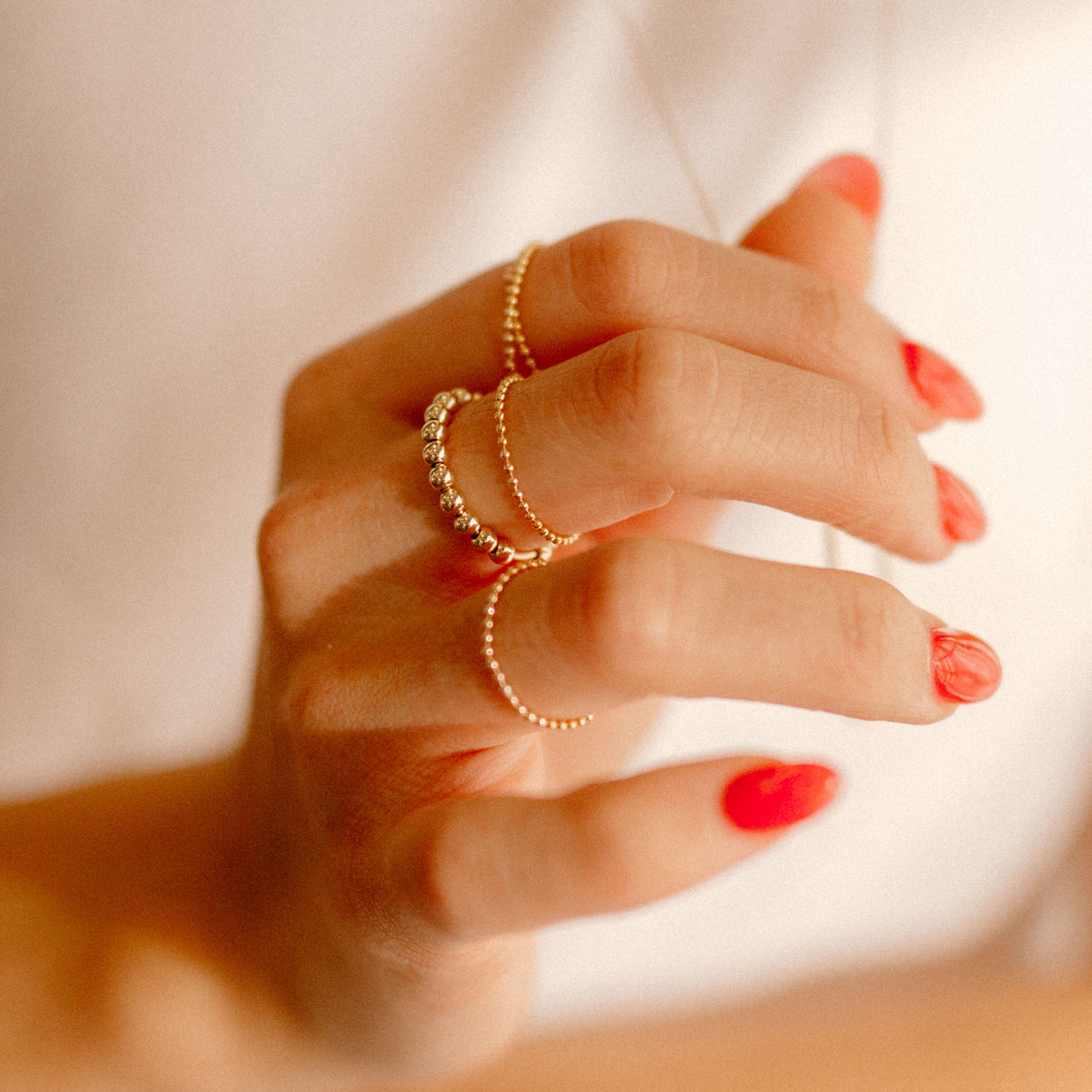 Ditto Tiny Ball Chain Stacking Rings - Favor Jewelry