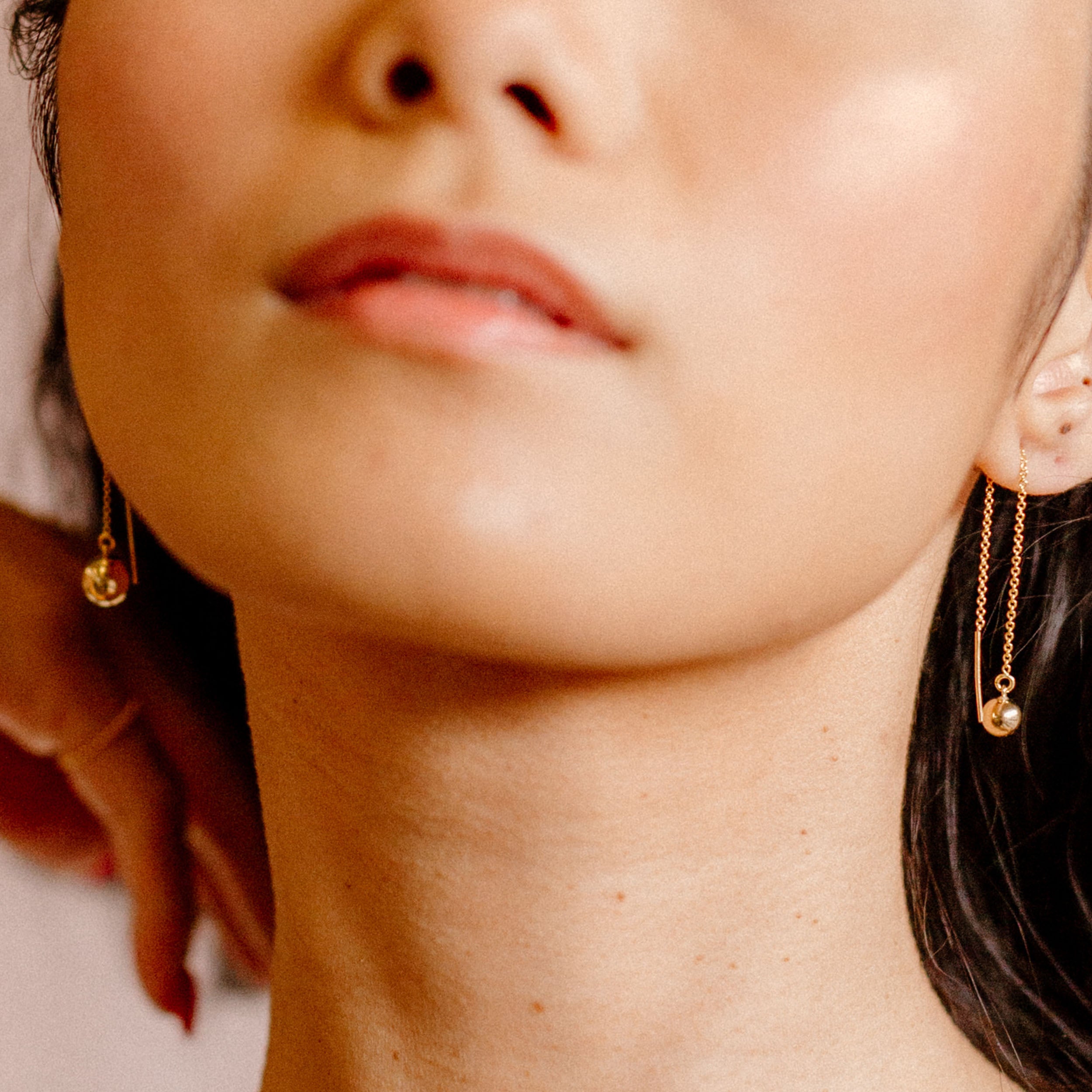 Large Orb Threader Earrings
