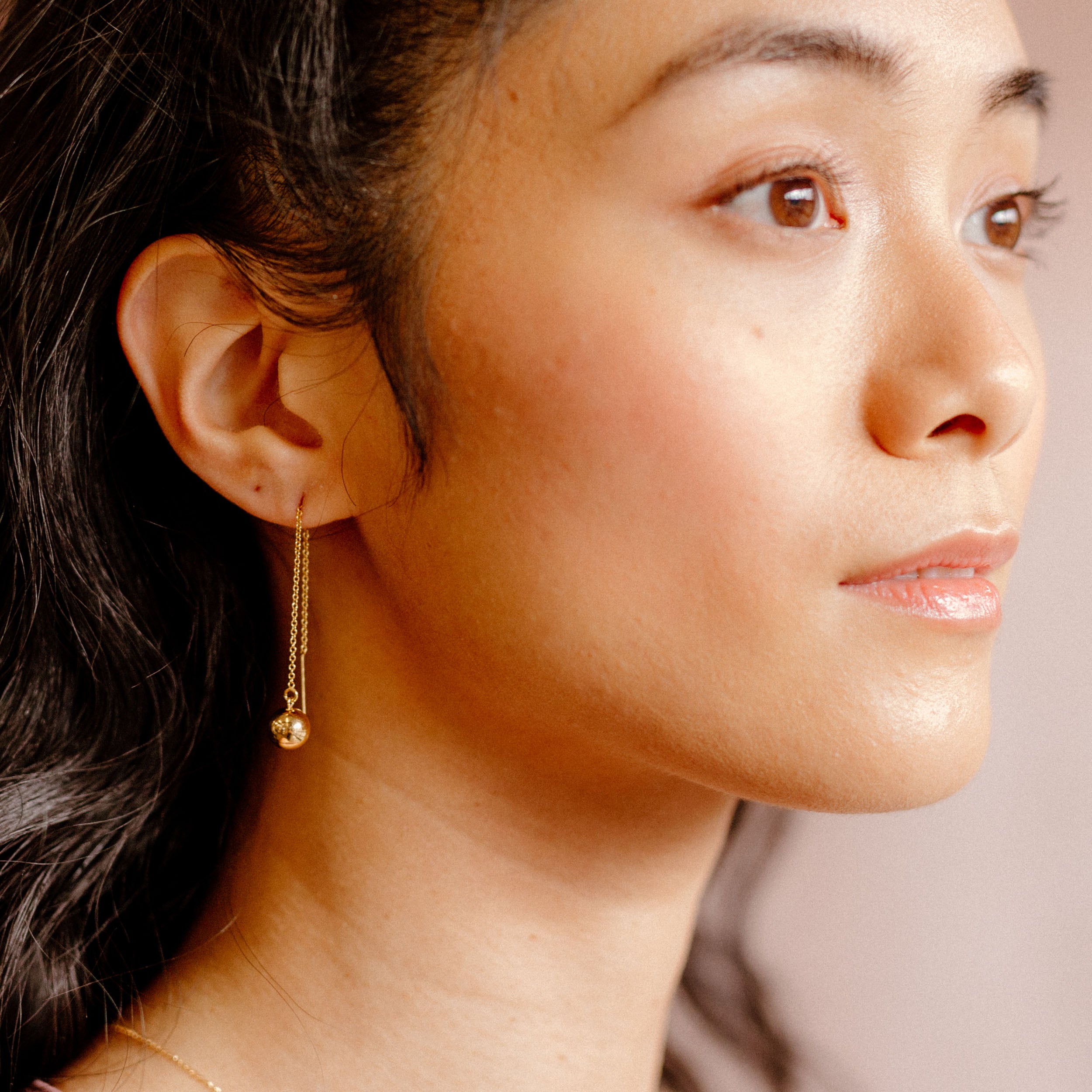 Large Orb Threader Earrings