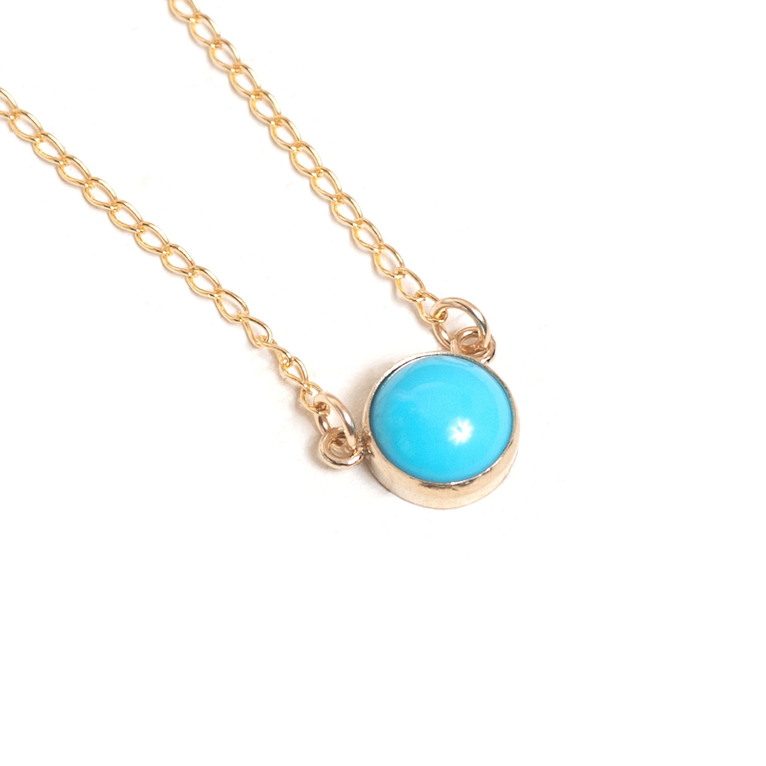 Ethically Sourced Turquoise Gemstone Necklace 14k Gold Fill - Favor Jewelry