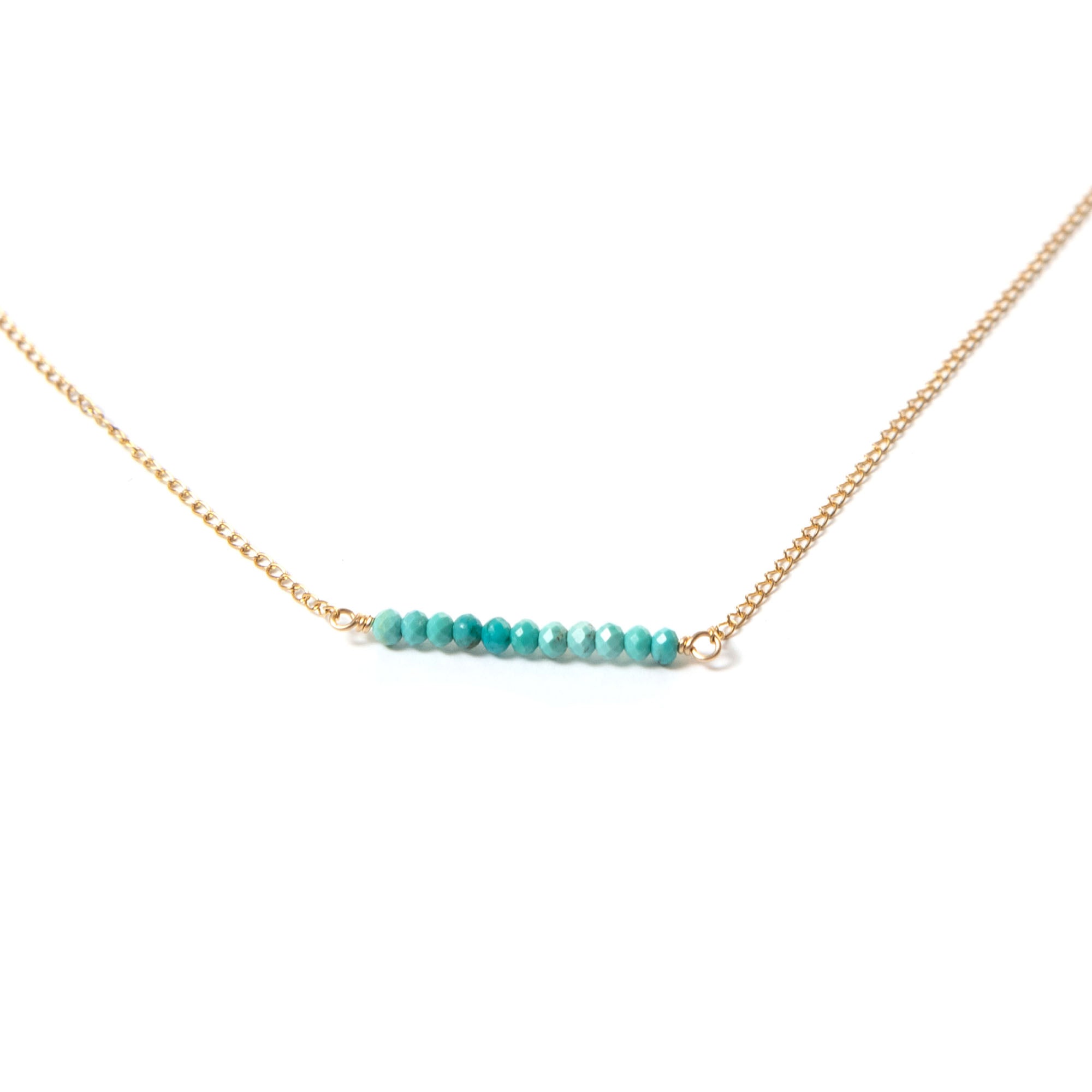 Tiny Turquoise Gemstone Necklace - Favor Jewelry