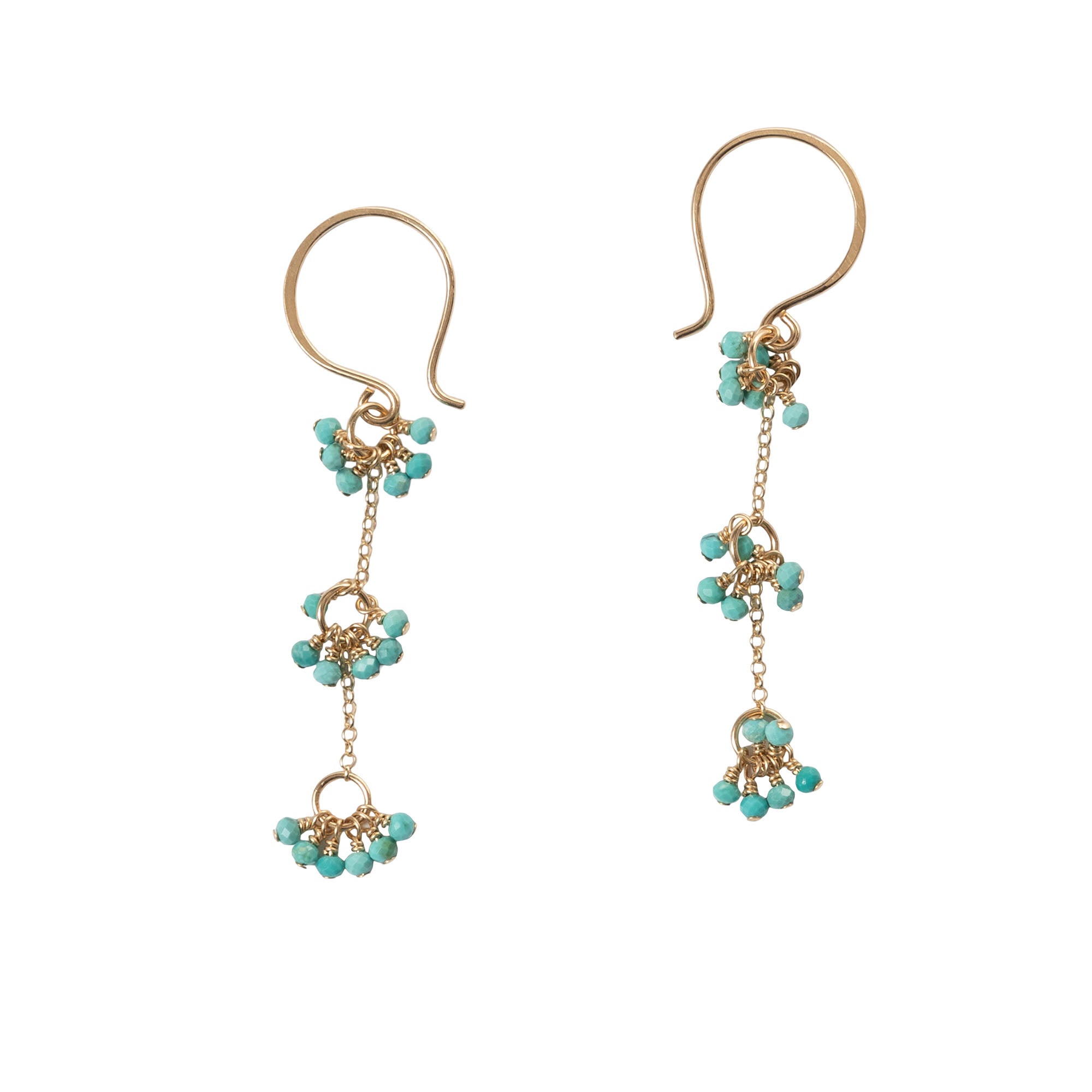 Beaded Turquoise Cluster Gemstone Earrings - Favor Jewelry