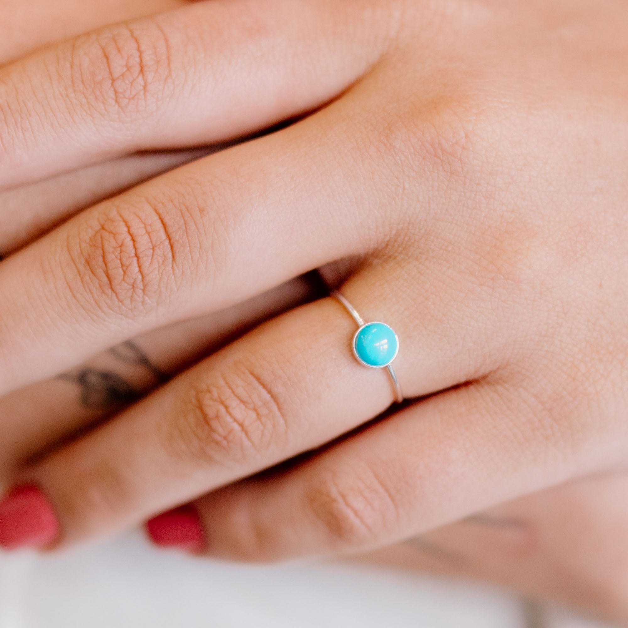 Ethically Mined Turquoise Gumdrop Ring - Favor Jewelry