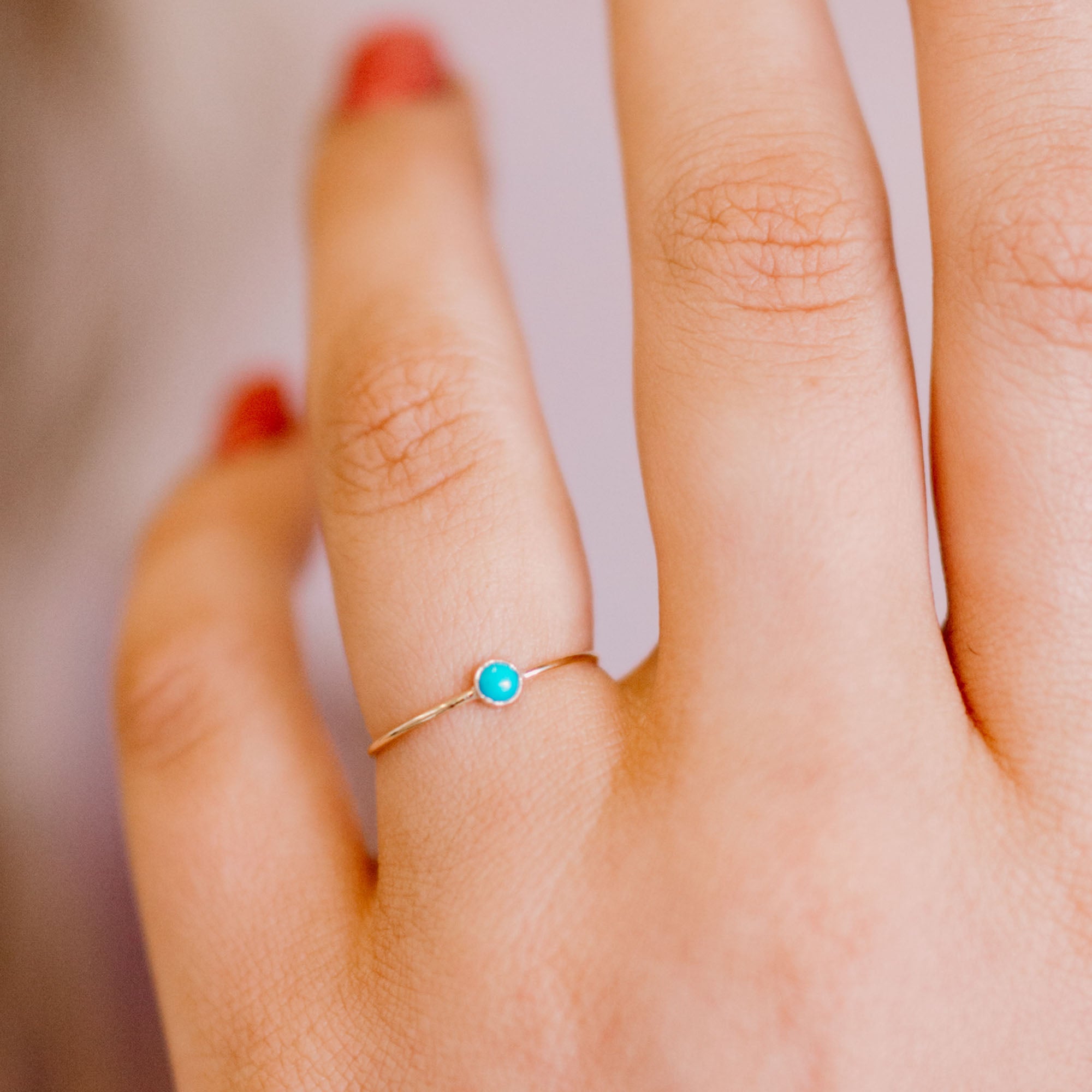 Tiny Turquoise Micro Dot Stacking Ring - Favor Jewelry