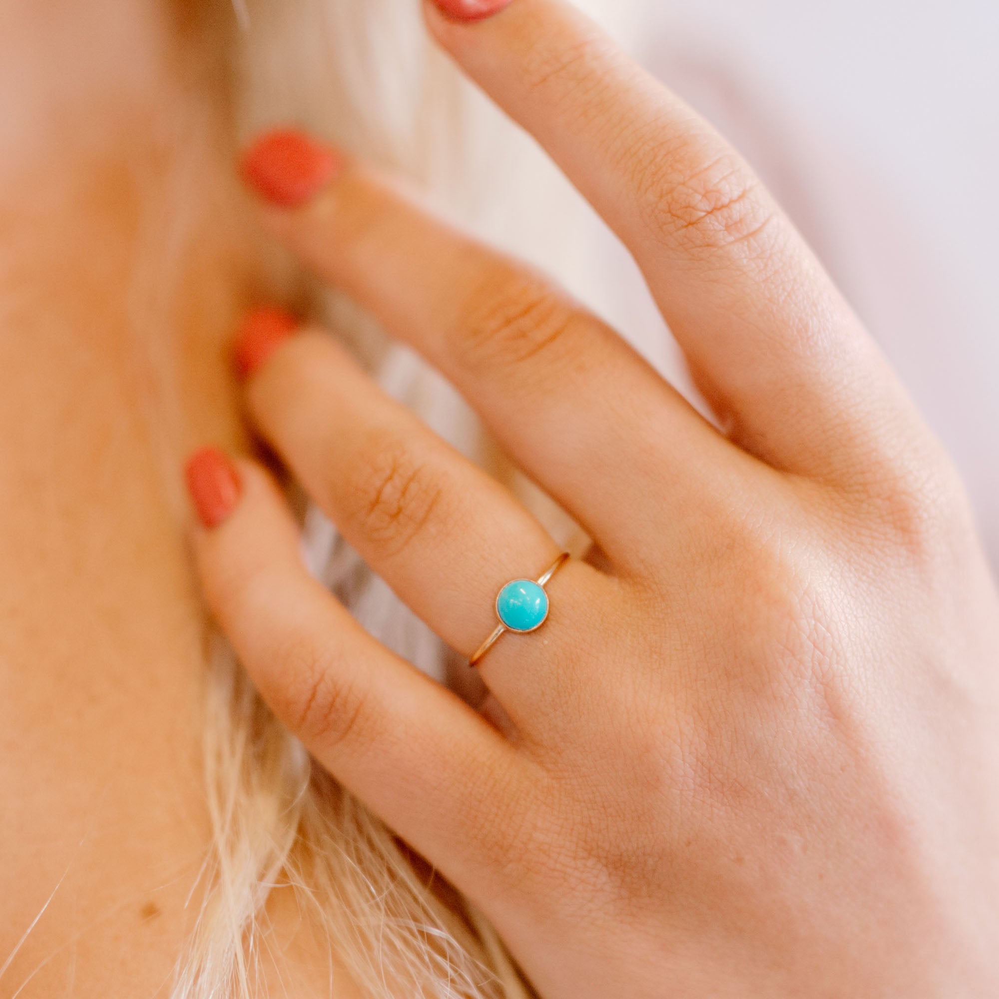 Ethically Mined Turquoise Gumdrop Ring - Favor Jewelry