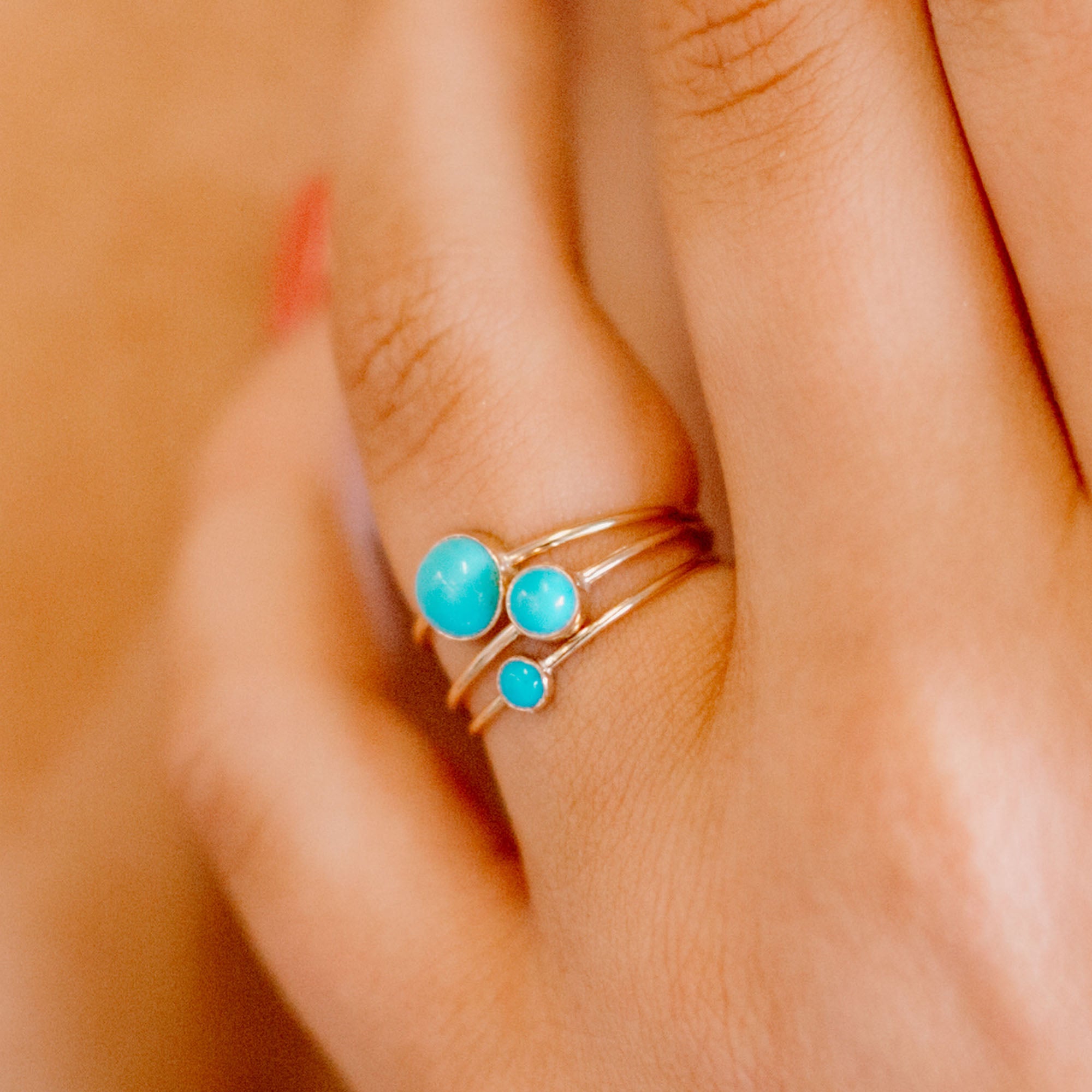 Tiny Turquoise Micro Dot Stacking Ring - Favor Jewelry