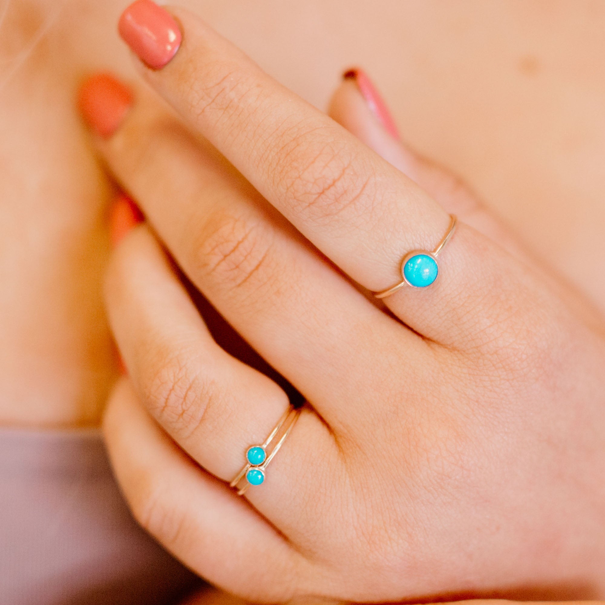 Tiny Turquoise Micro Dot Stacking Ring - Favor Jewelry