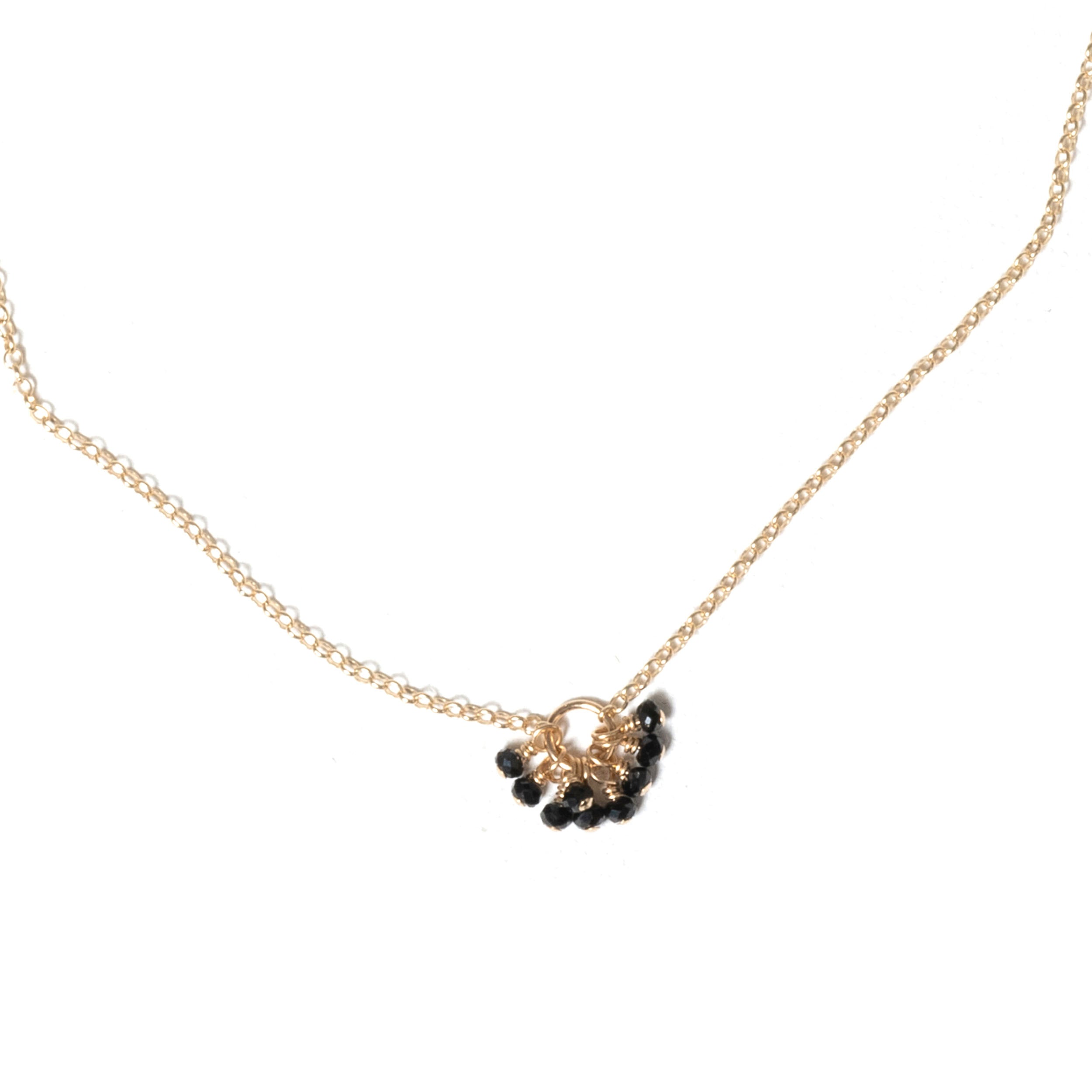 Black Gemstone Cluster Token Necklace