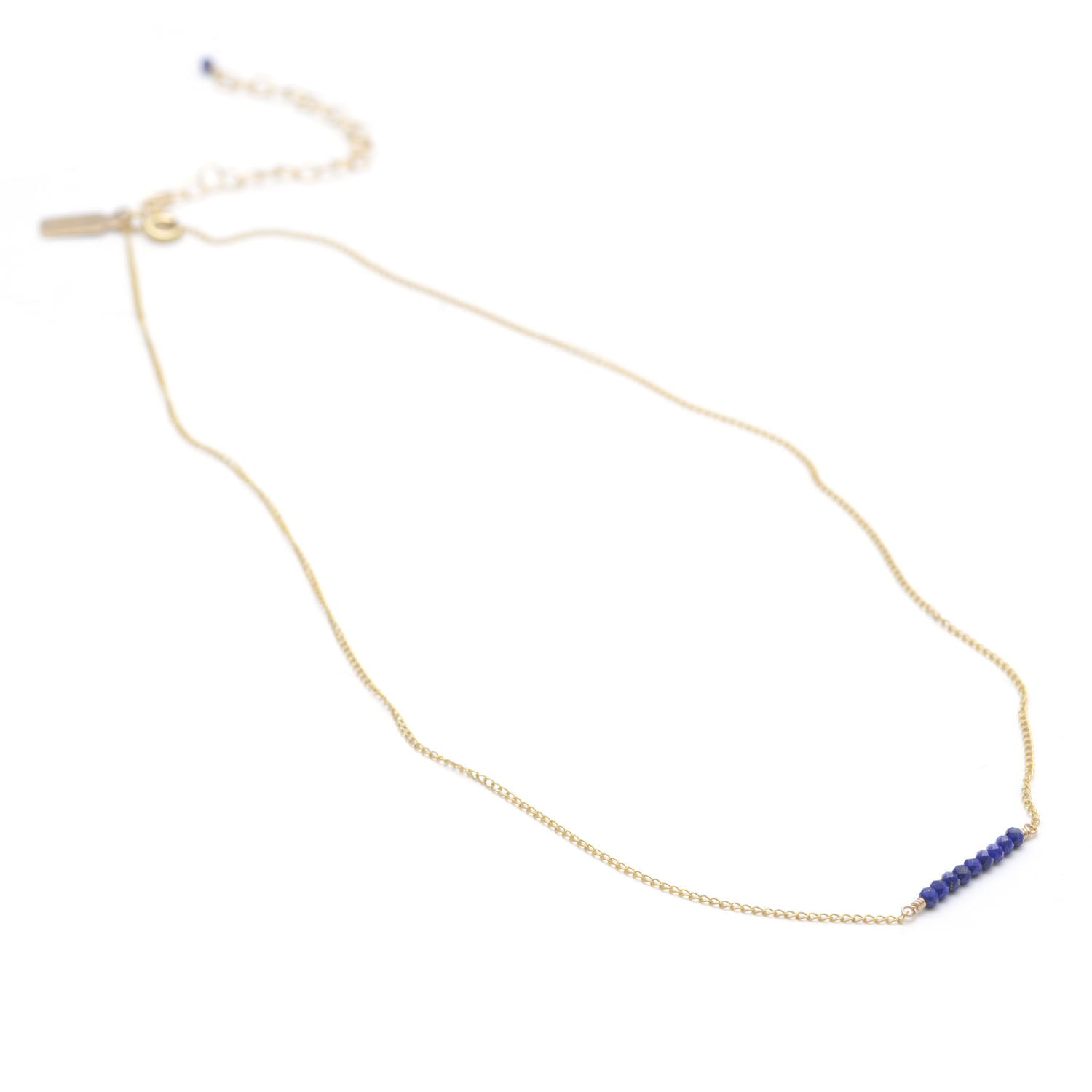 Tiny Indigo Lapis Ellipsis Layering Necklace - Favor Jewelry