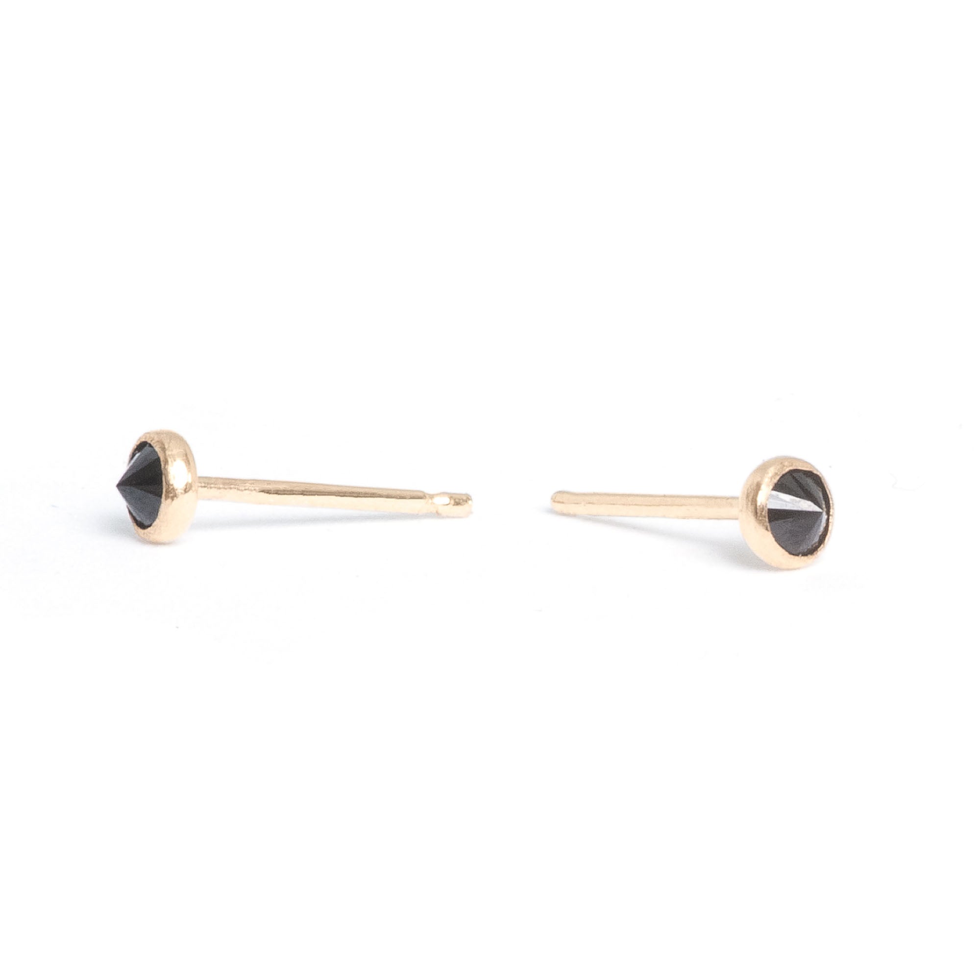 Tiny Black Spike Post Earrings 14K Gold Fill