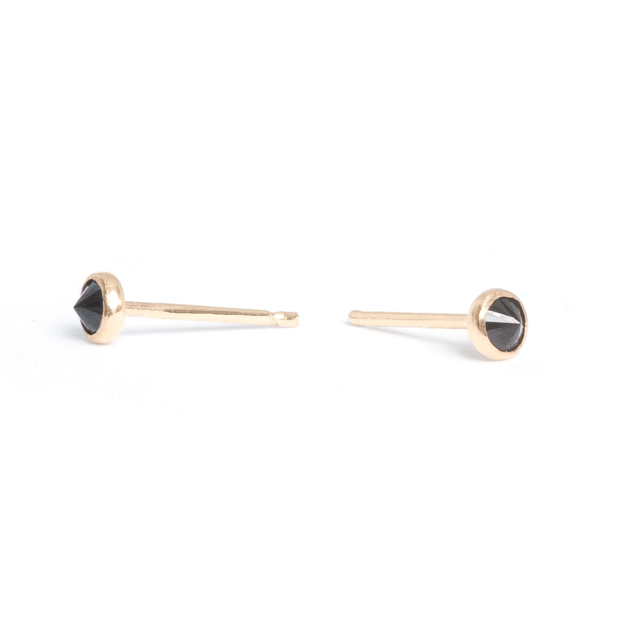 Tiny Black Spike Post Earrings