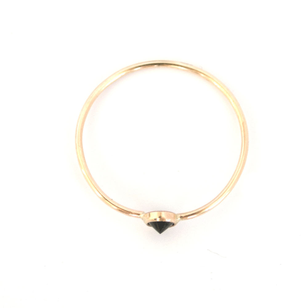 Tiny Black Stone Spike Stacking Ring - Favor Jewelry