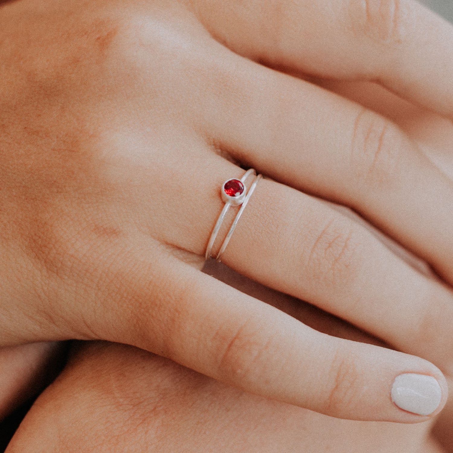 Garnet Solitaire Circa Ring - Favor Jewelry