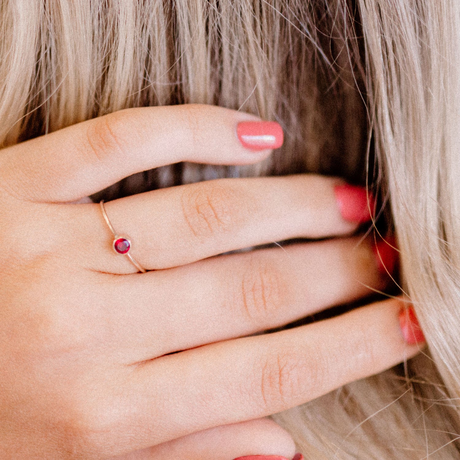 Garnet Solitaire Circa Ring - Favor Jewelry