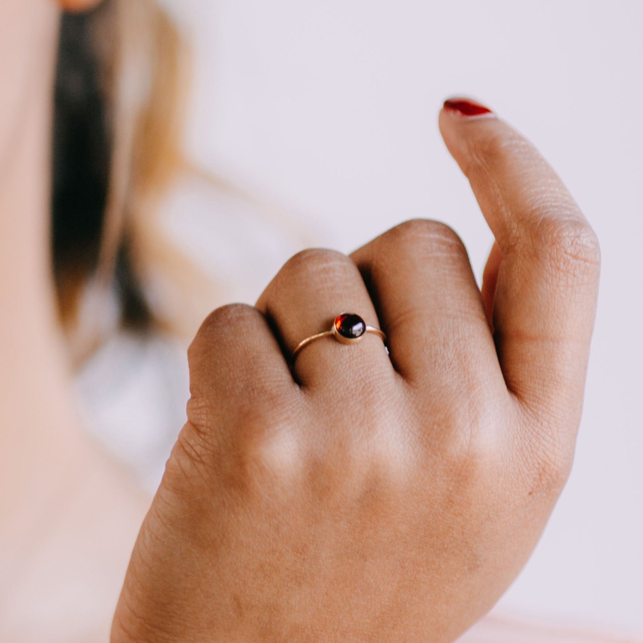 Garnet Gemstone Gumdrop Ring - Favor Jewelry