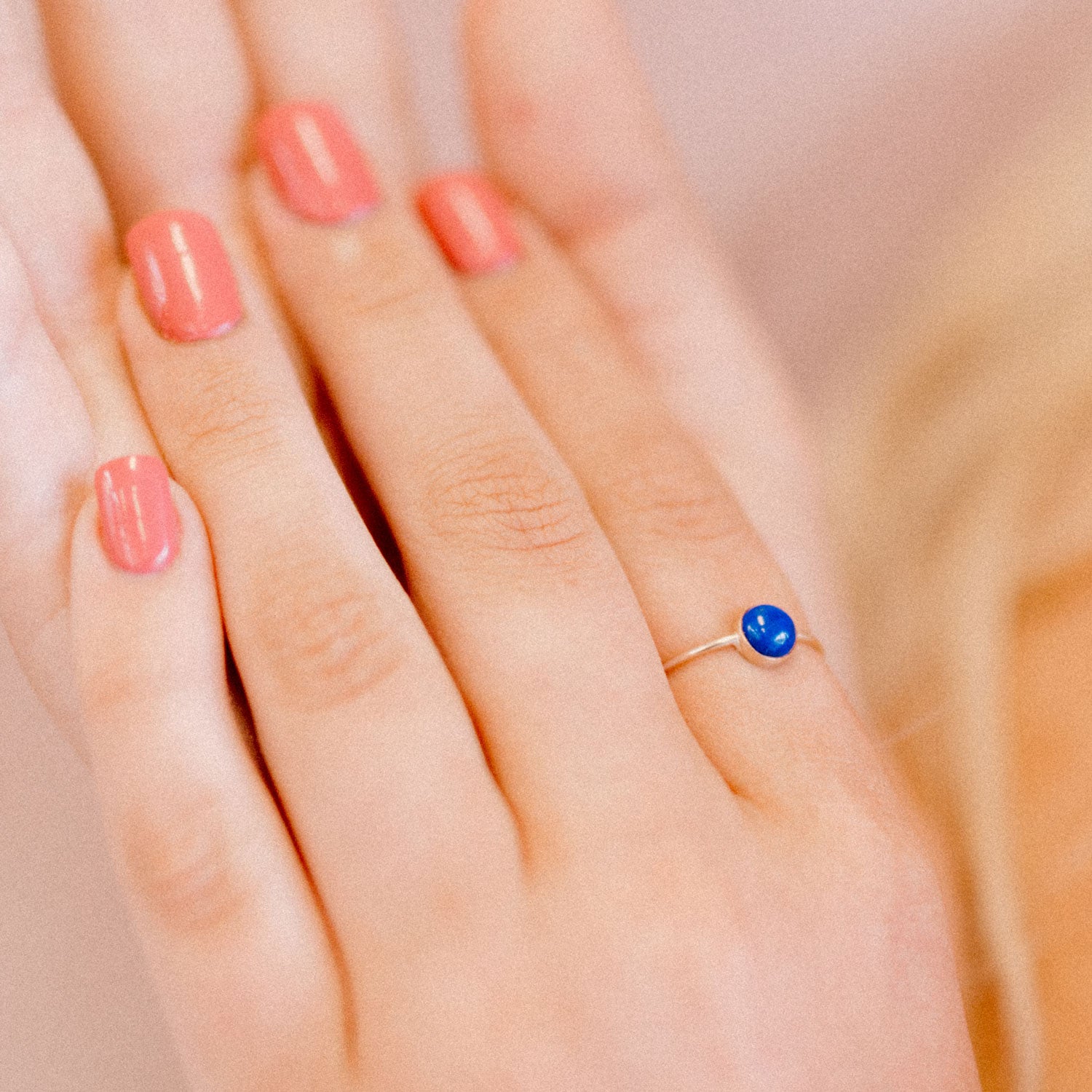 Lapis Gemstone Gumdrop Ring - Favor Jewelry