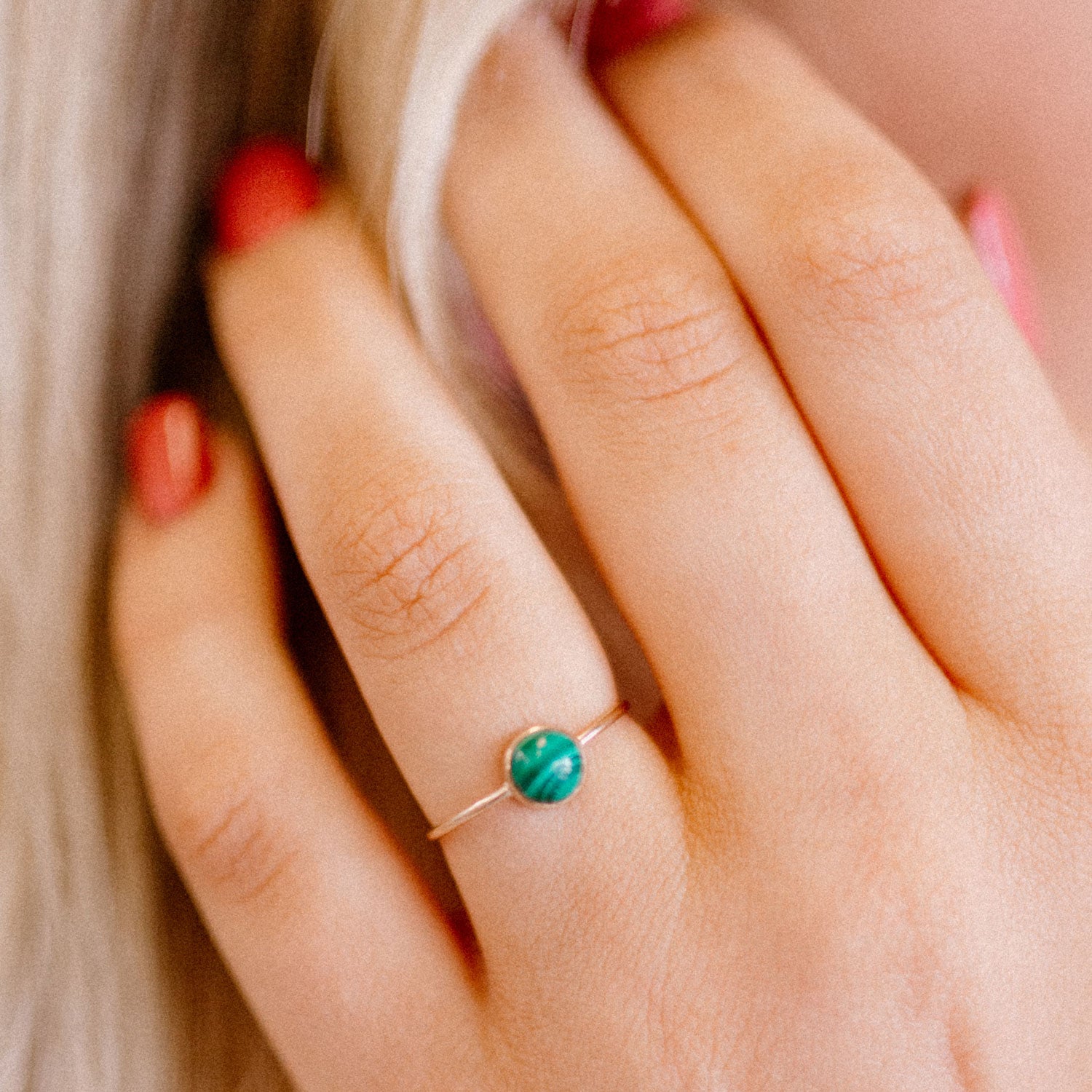 Malachite Gumdrop Ring - Favor Jewelry