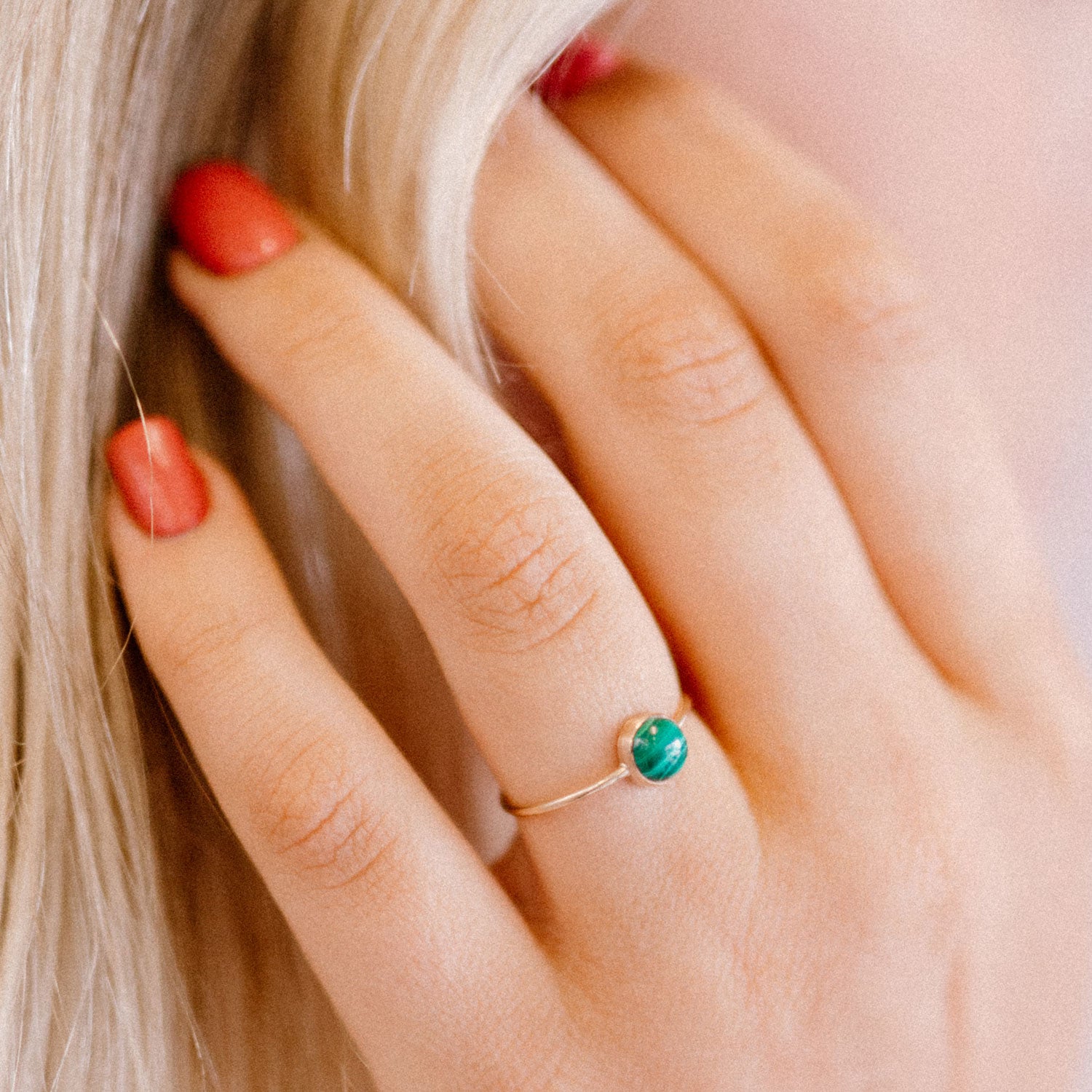 Malachite Gumdrop Ring - Favor Jewelry