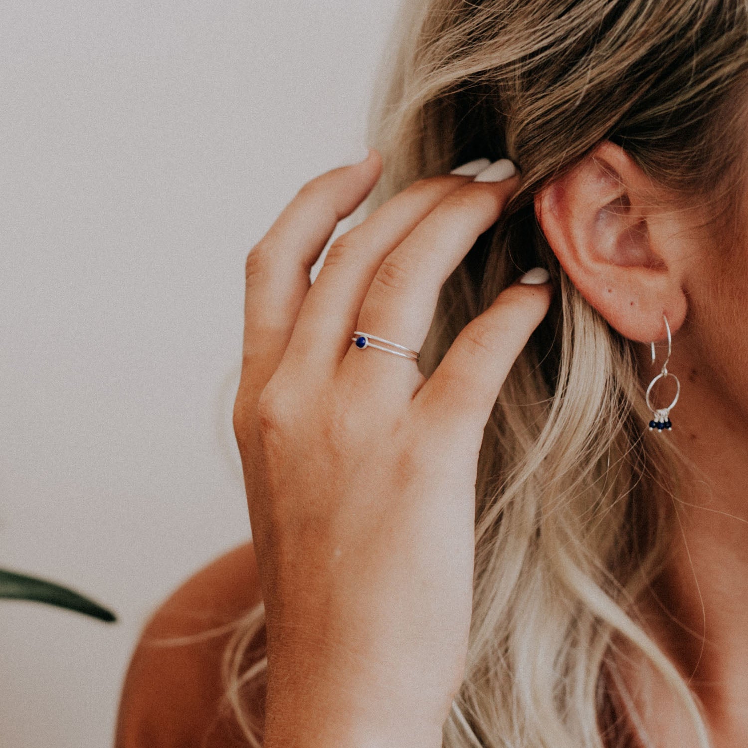 Lapis Micro Dot Stacking Ring - Favor Jewelry