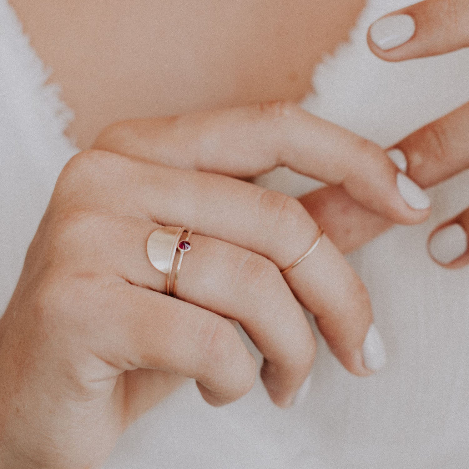 Tiny Garnet Spike Stacking Ring - Favor Jewelry