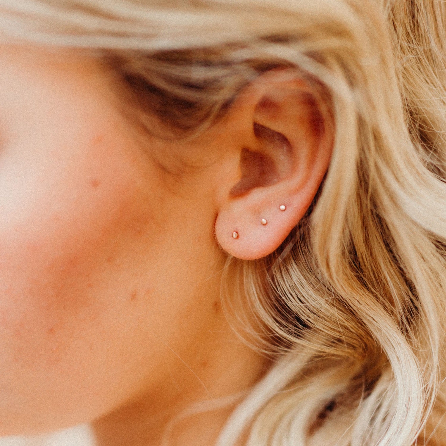 Rose Gold Fill Ultra Tiny Ghost Post Earrings - Favor Jewelry