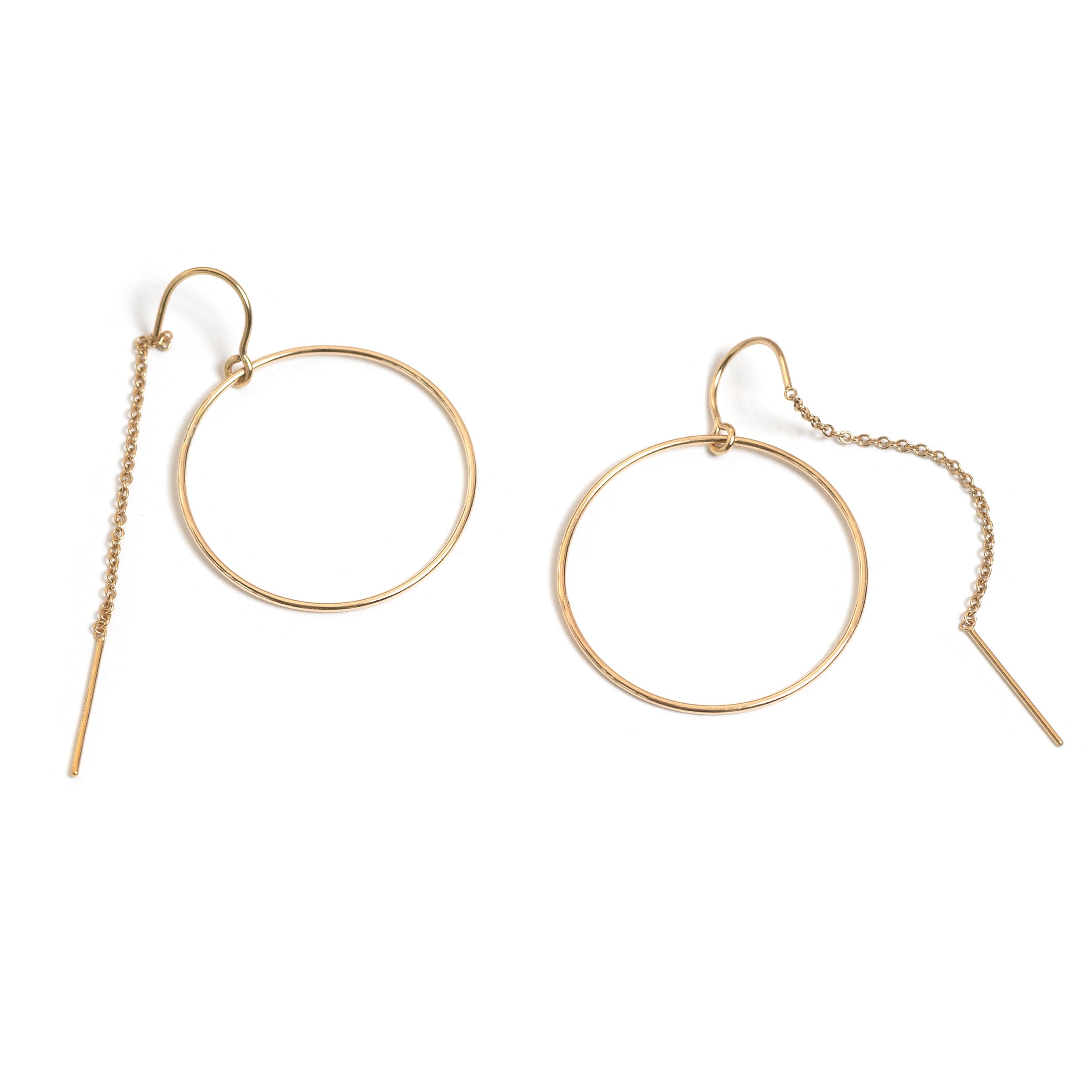 Trace Open Circle Ear Thread Earrings - Favor Jewelry