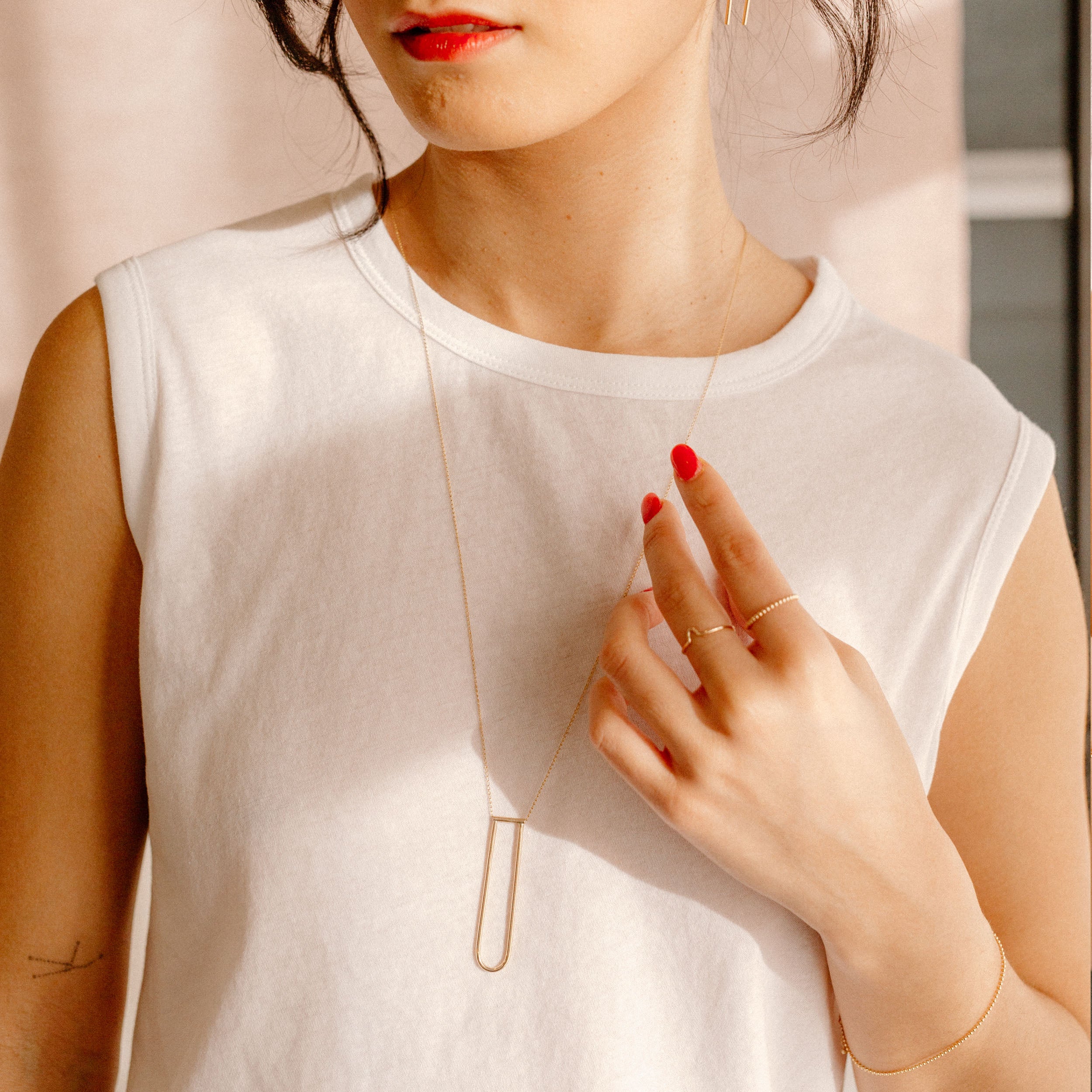 Long, Modern Umbra Necklace - Favor Jewelry