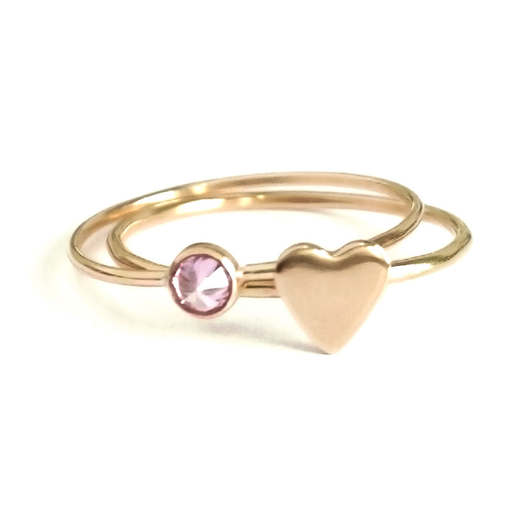 Tiny Spike Pink Gemstone Stacking Ring