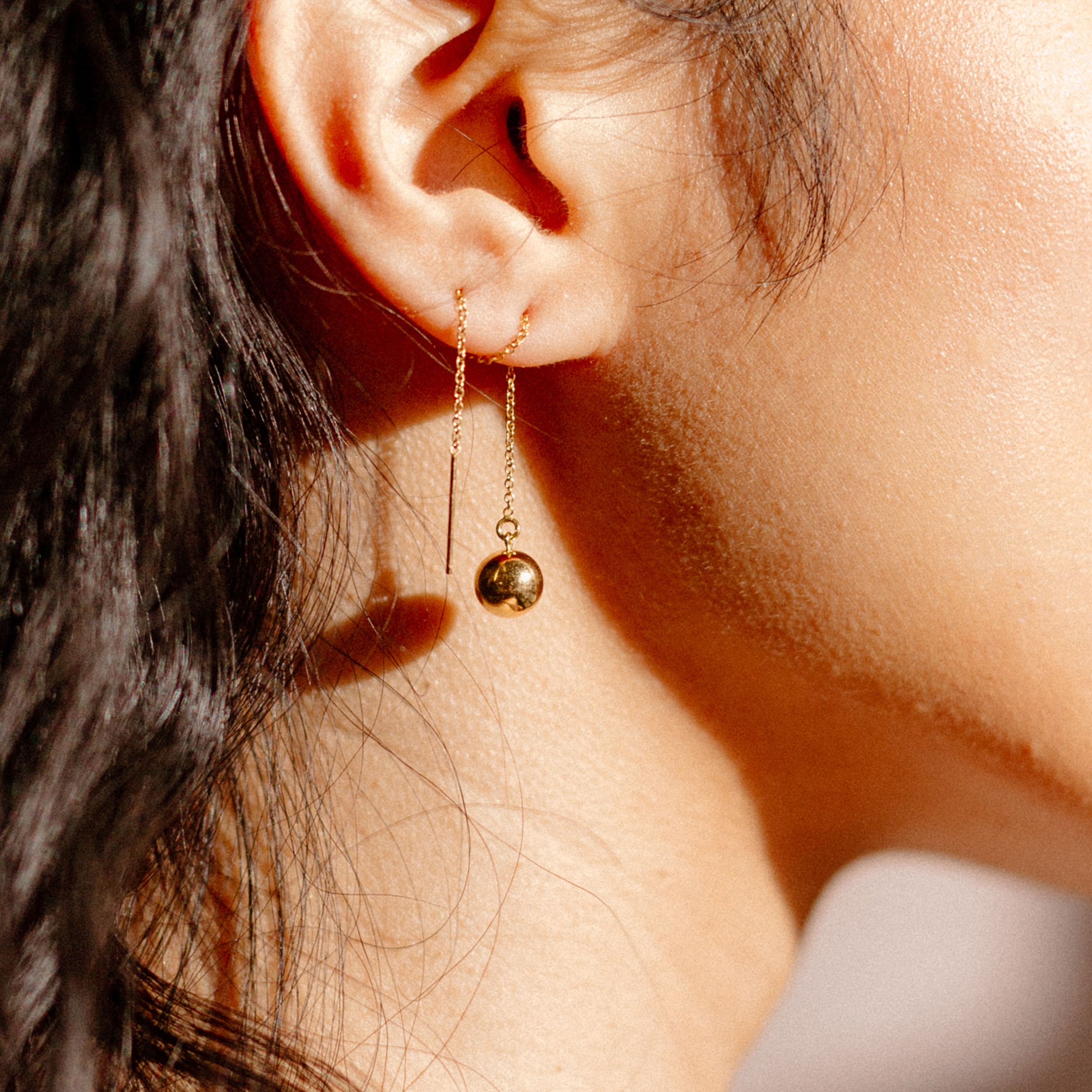 Large Orb Threader Earrings