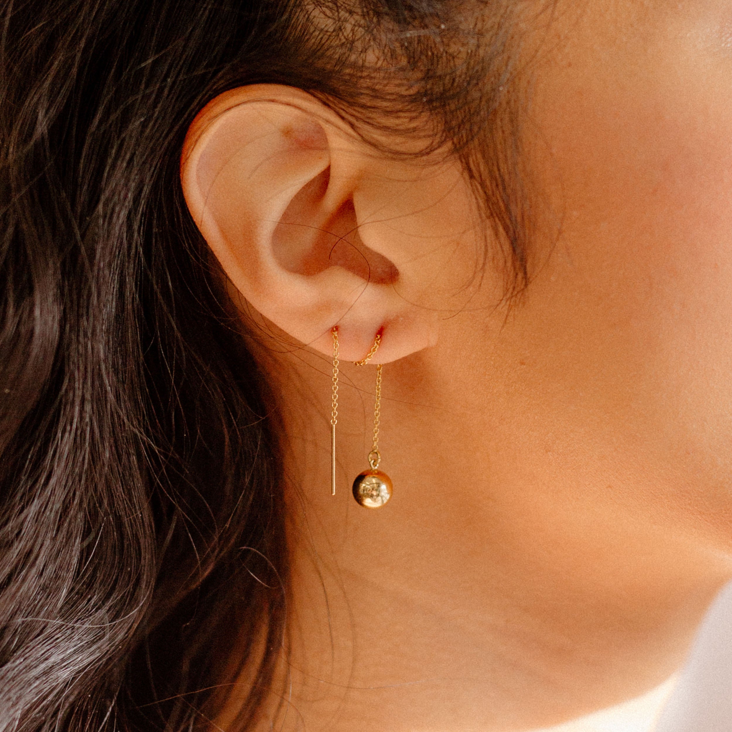 Large Orb Threader Earrings