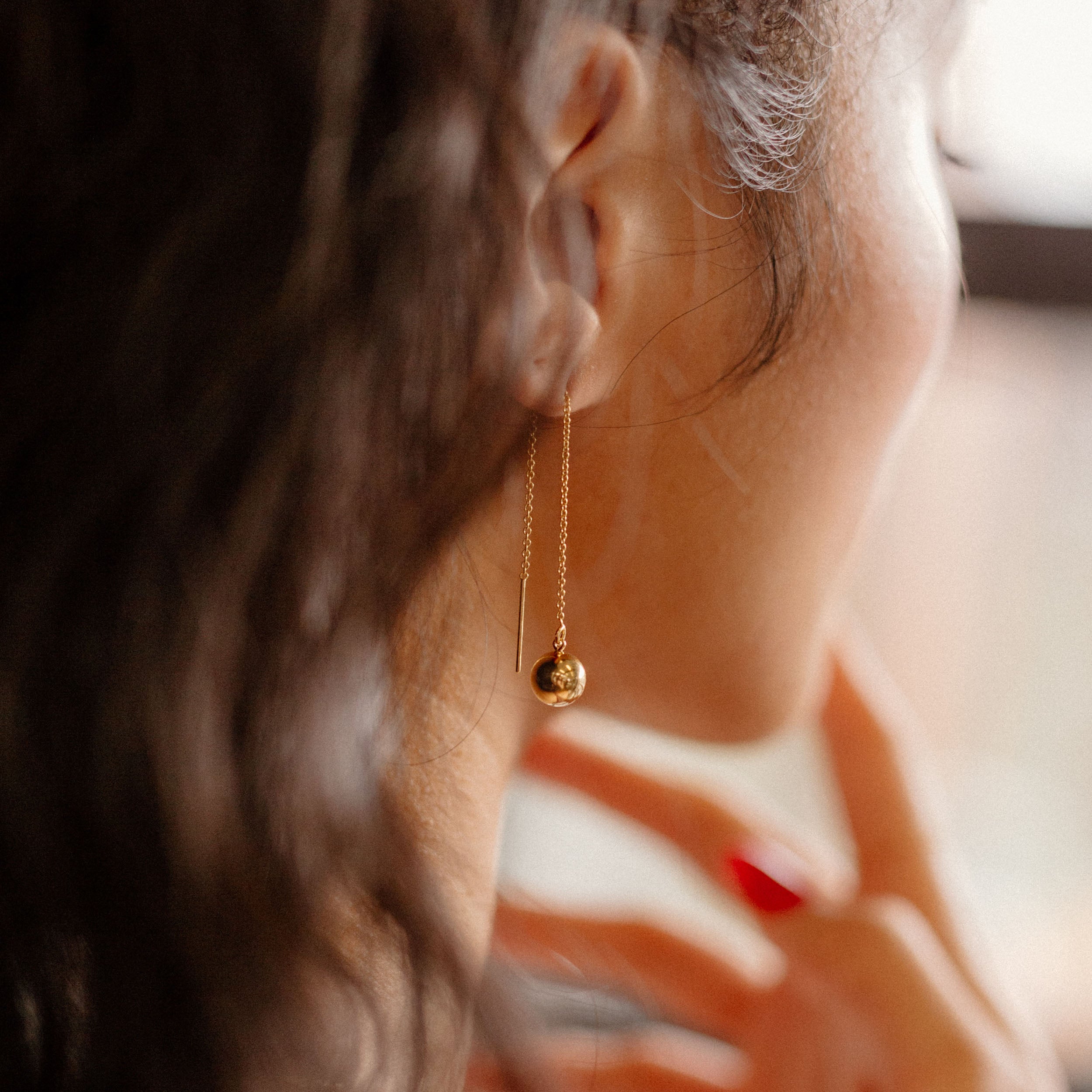 Large Orb Threader Earrings