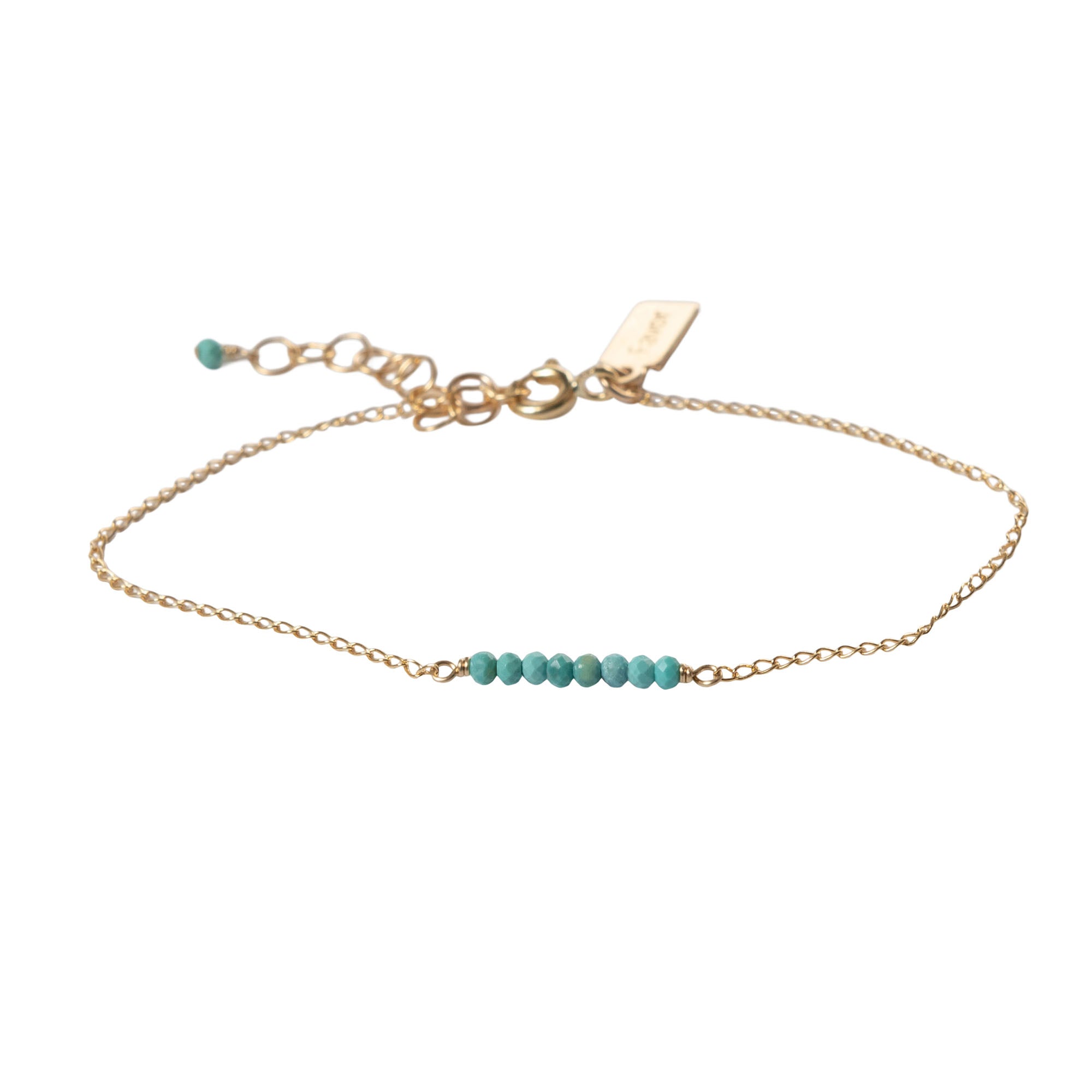 Delicate Turquoise Gemstone Chain Bracelet 14k Gold Fill - Favor Jewelry