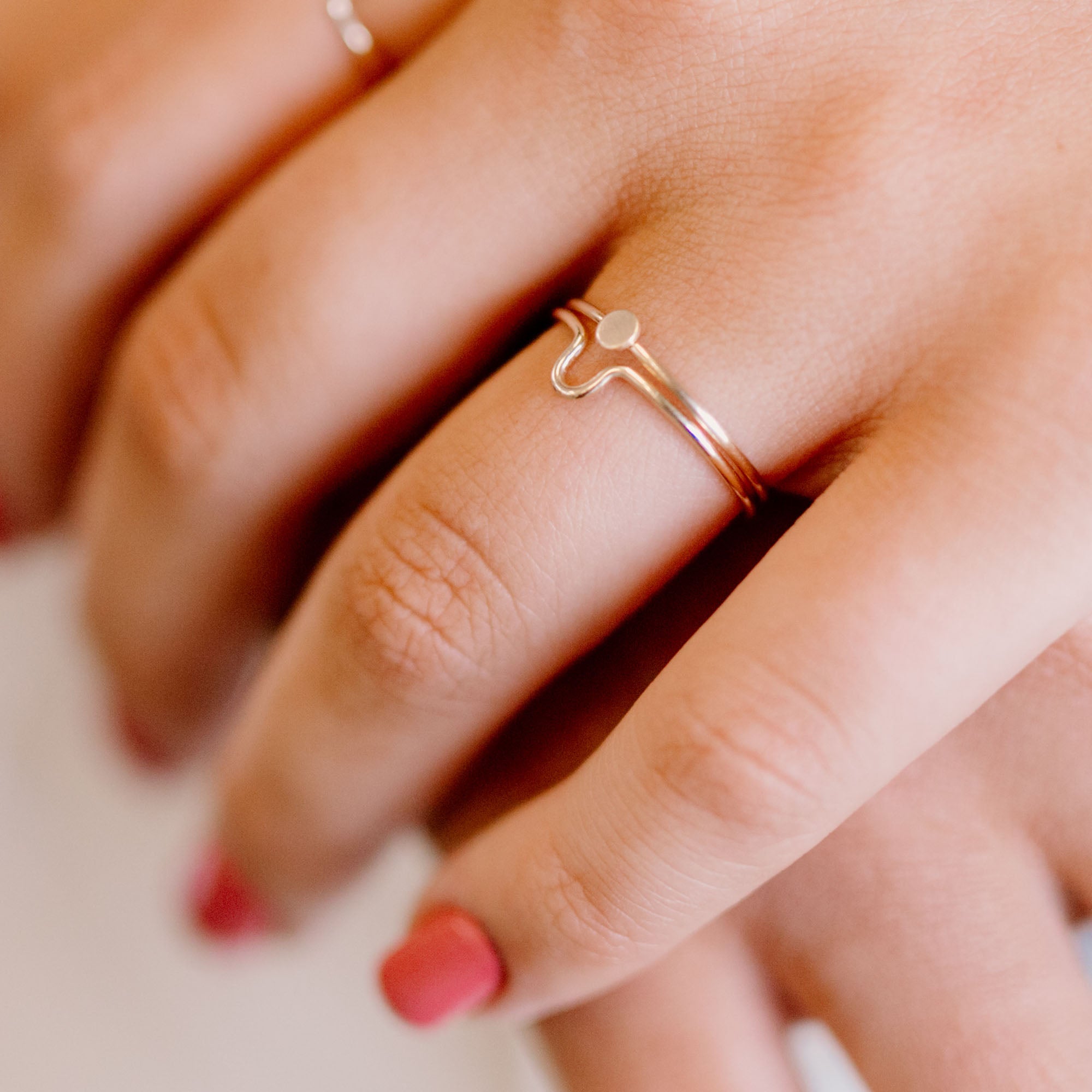Little Glyph Curved Stacking Ring - Favor Jewelry