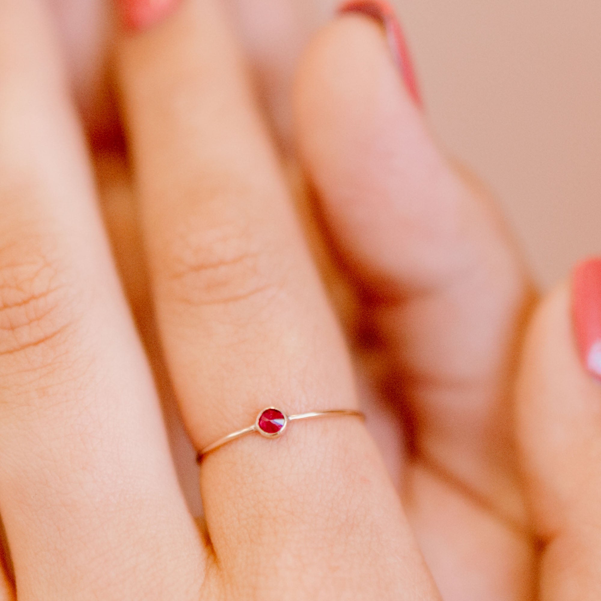 Tiny Garnet Spike Stacking Ring - Favor Jewelry