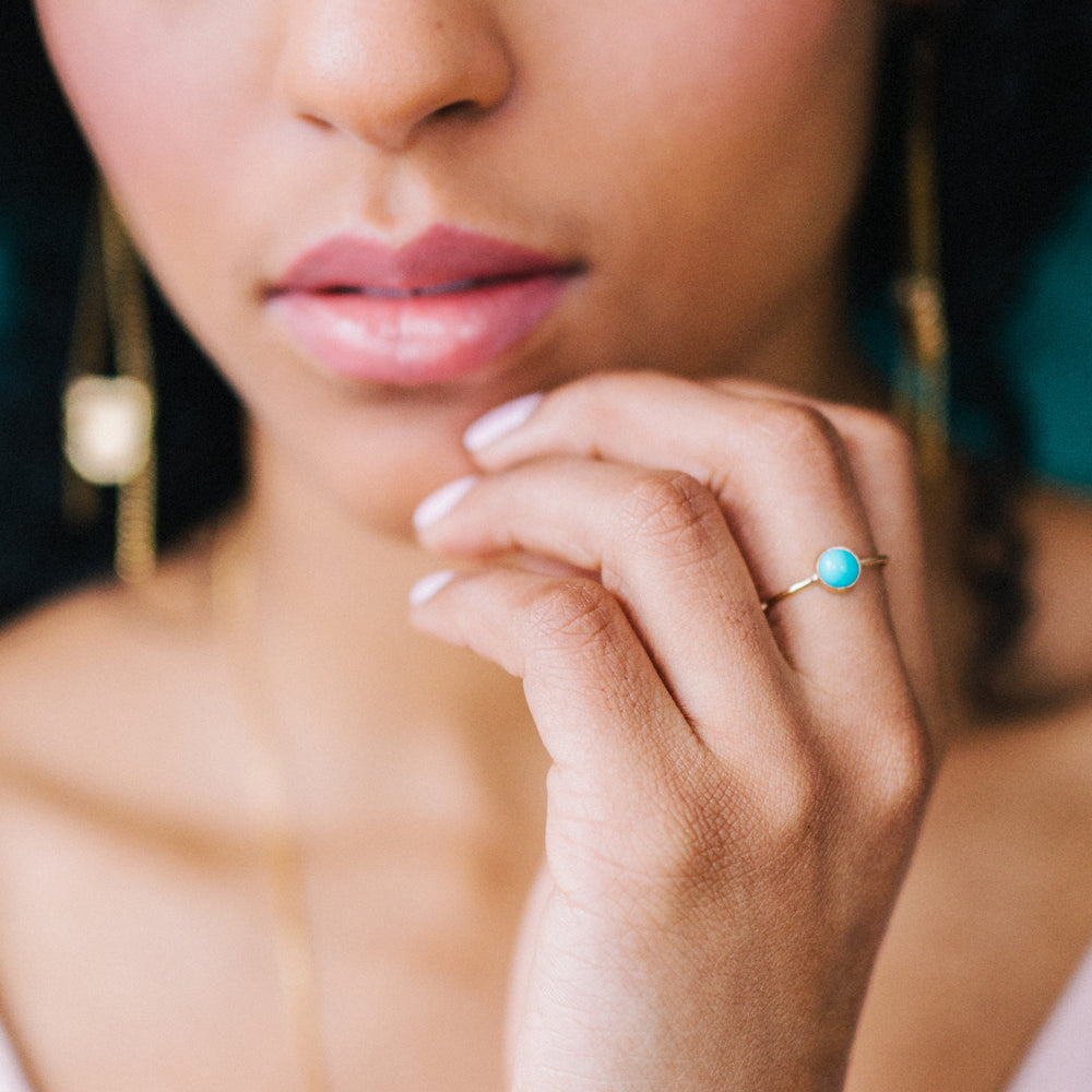 Ethically Mined Turquoise Gumdrop Ring - Favor Jewelry