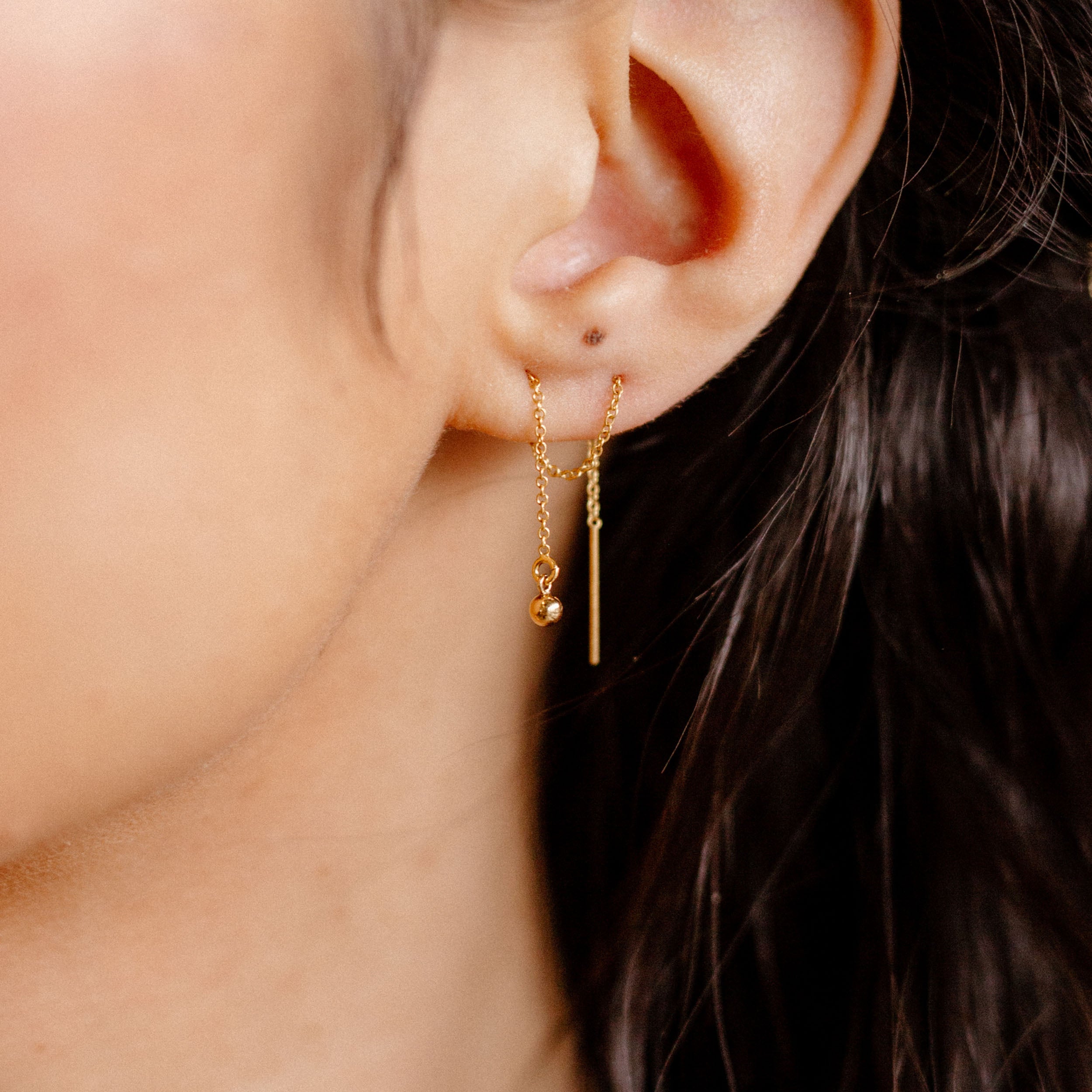 Gold Threader Earrings for Women - Threader&Dangle - Earrings - Products -  AOCELLY SILVER JEWELRY