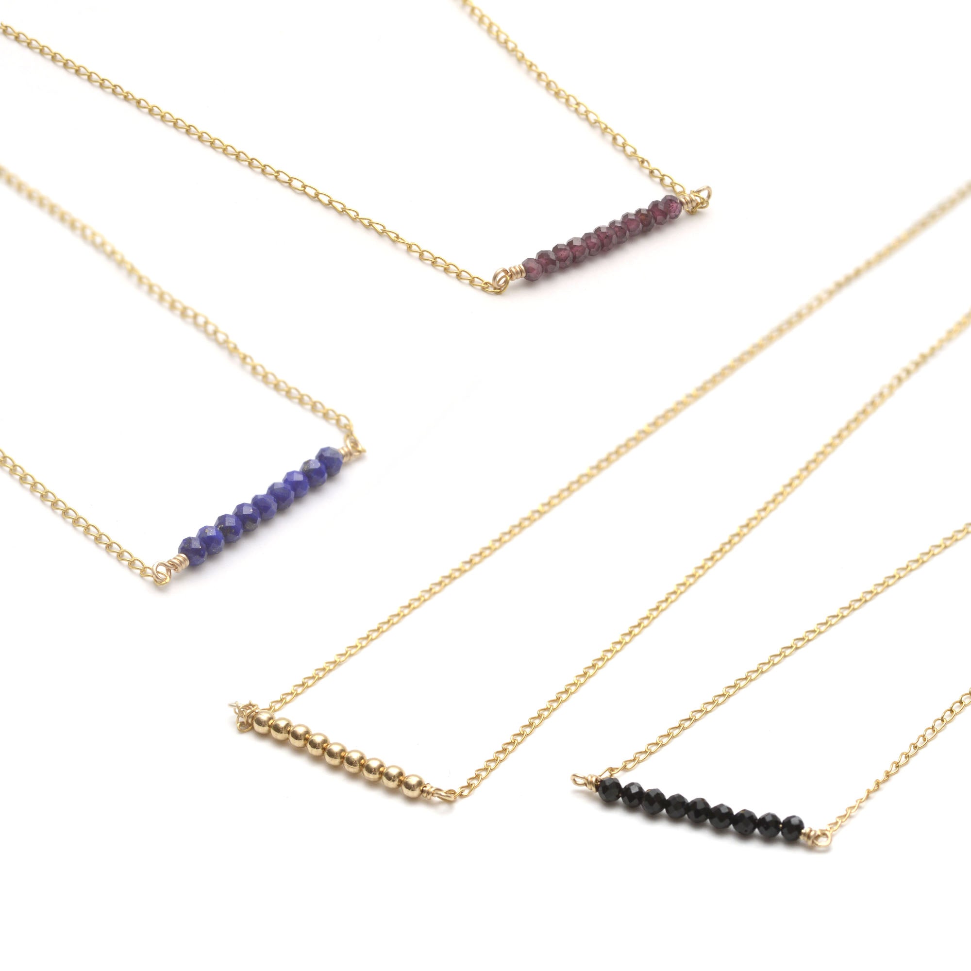 Tiny Gemstone Ellipsis Layering Necklace - Favor Jewelry