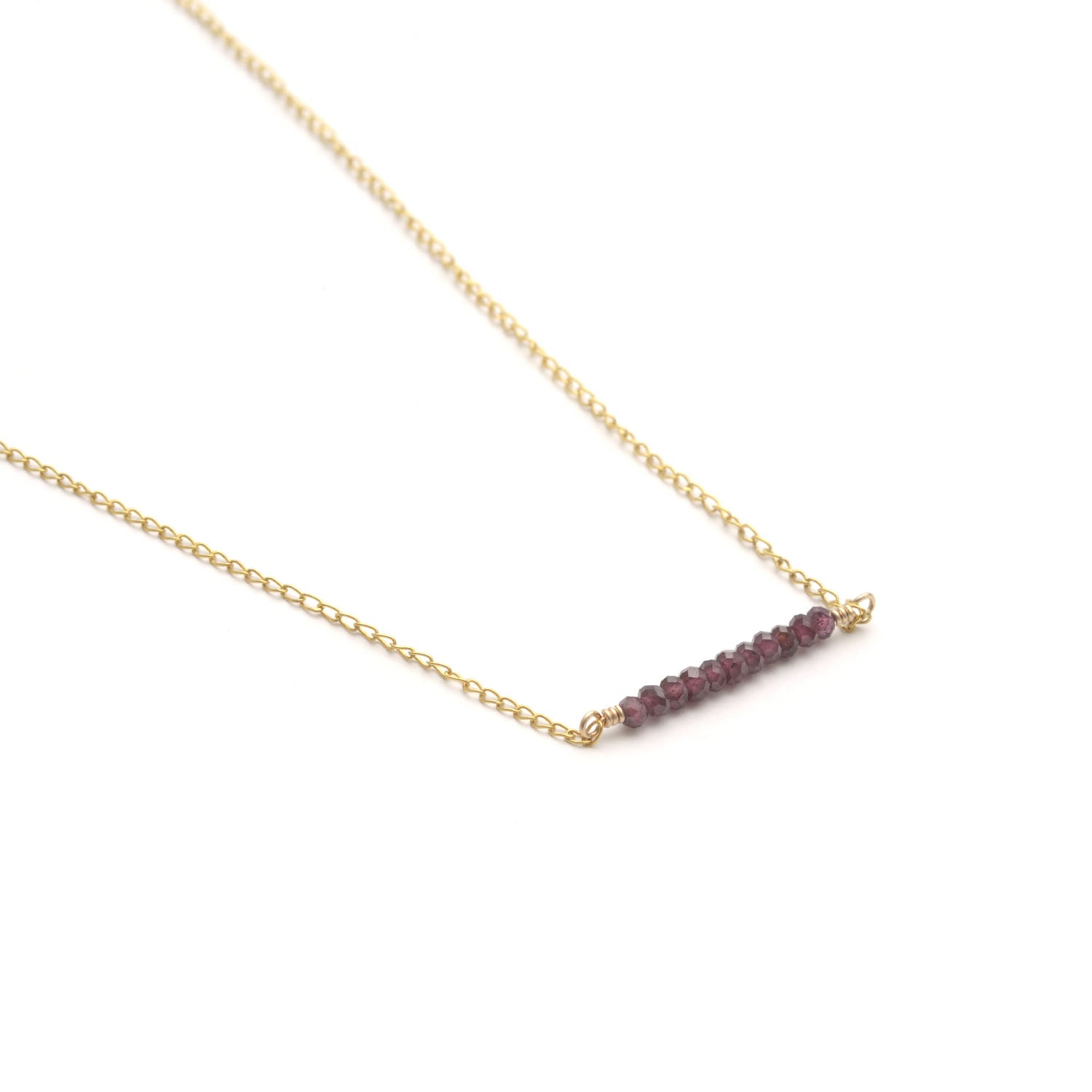 Tiny Garnet Ellipsis Layering Necklace - Favor Jewelry