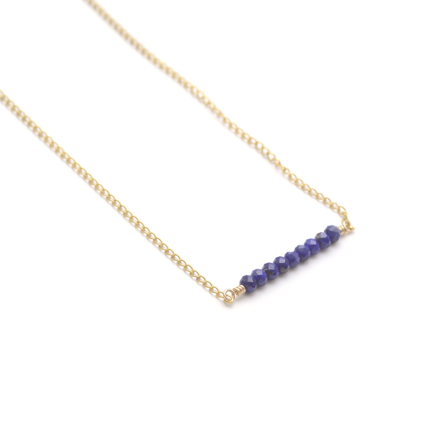 Tiny Indigo Lapis Ellipsis Layering Necklace - Favor Jewelry