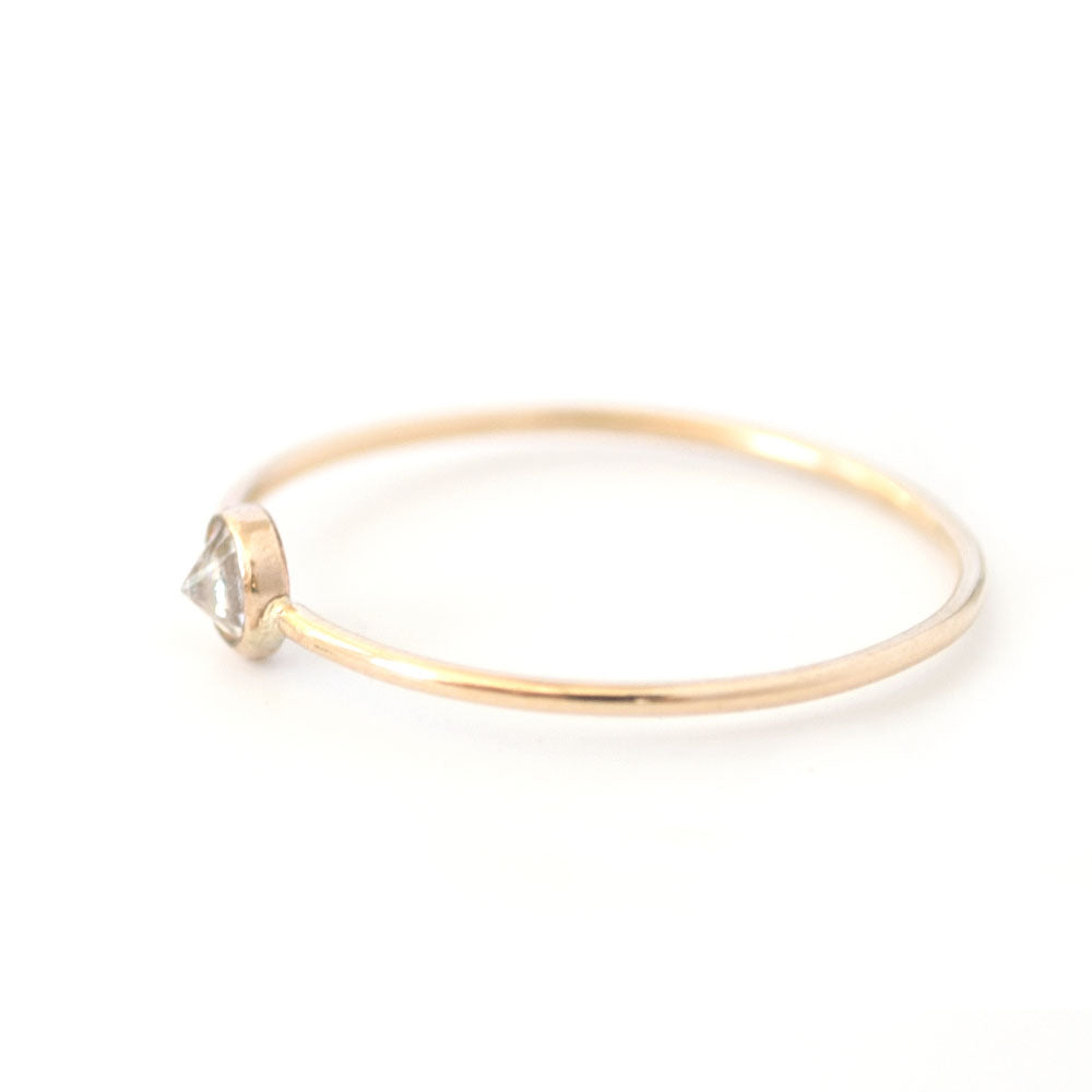 Clear Gemstone Tiny Spike Stacking Ring - Favor Jewelry