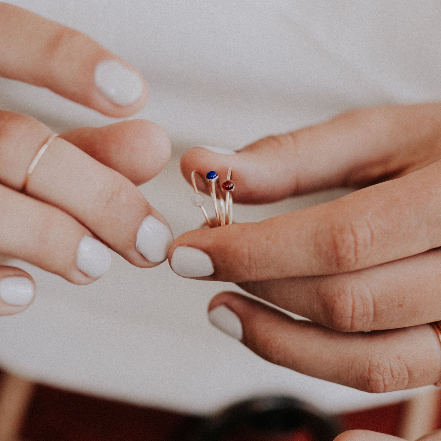 Lapis Micro Dot Stacking Ring - Favor Jewelry