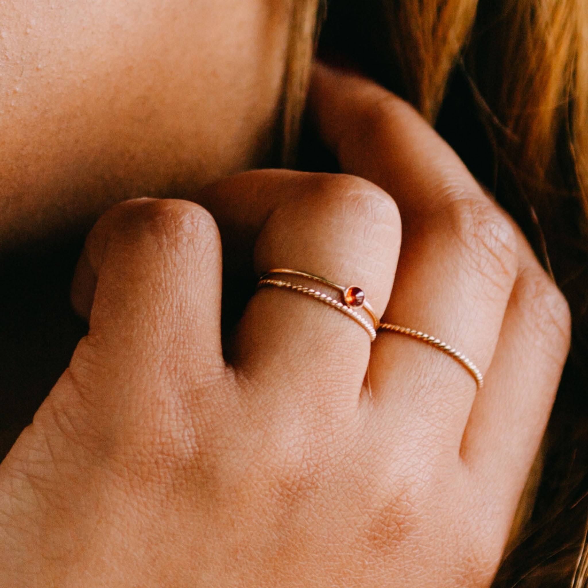 Tiny Garnet Gemstone Ring - Favor Jewelry