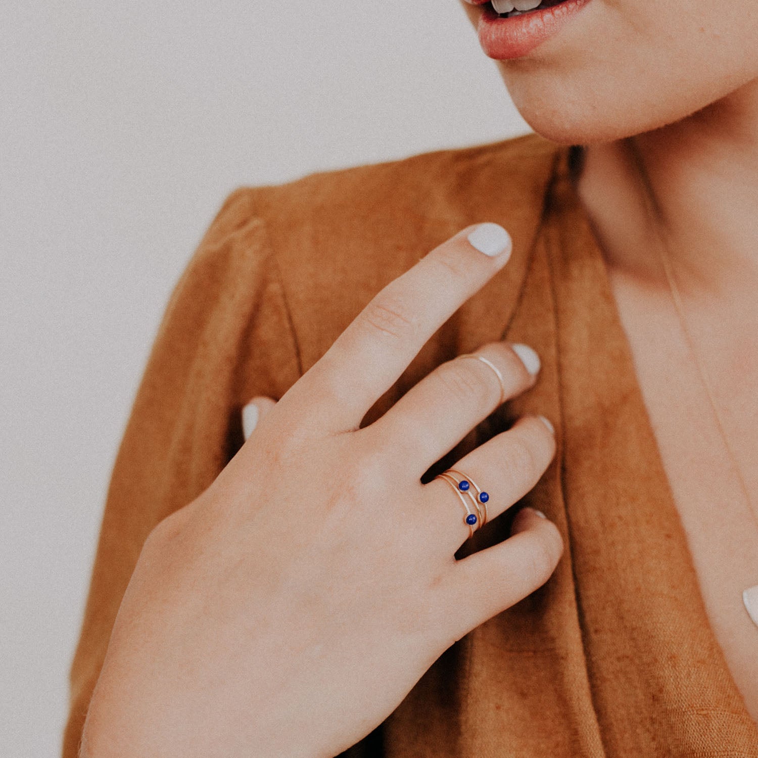 Lapis Micro Dot Stacking Ring - Favor Jewelry