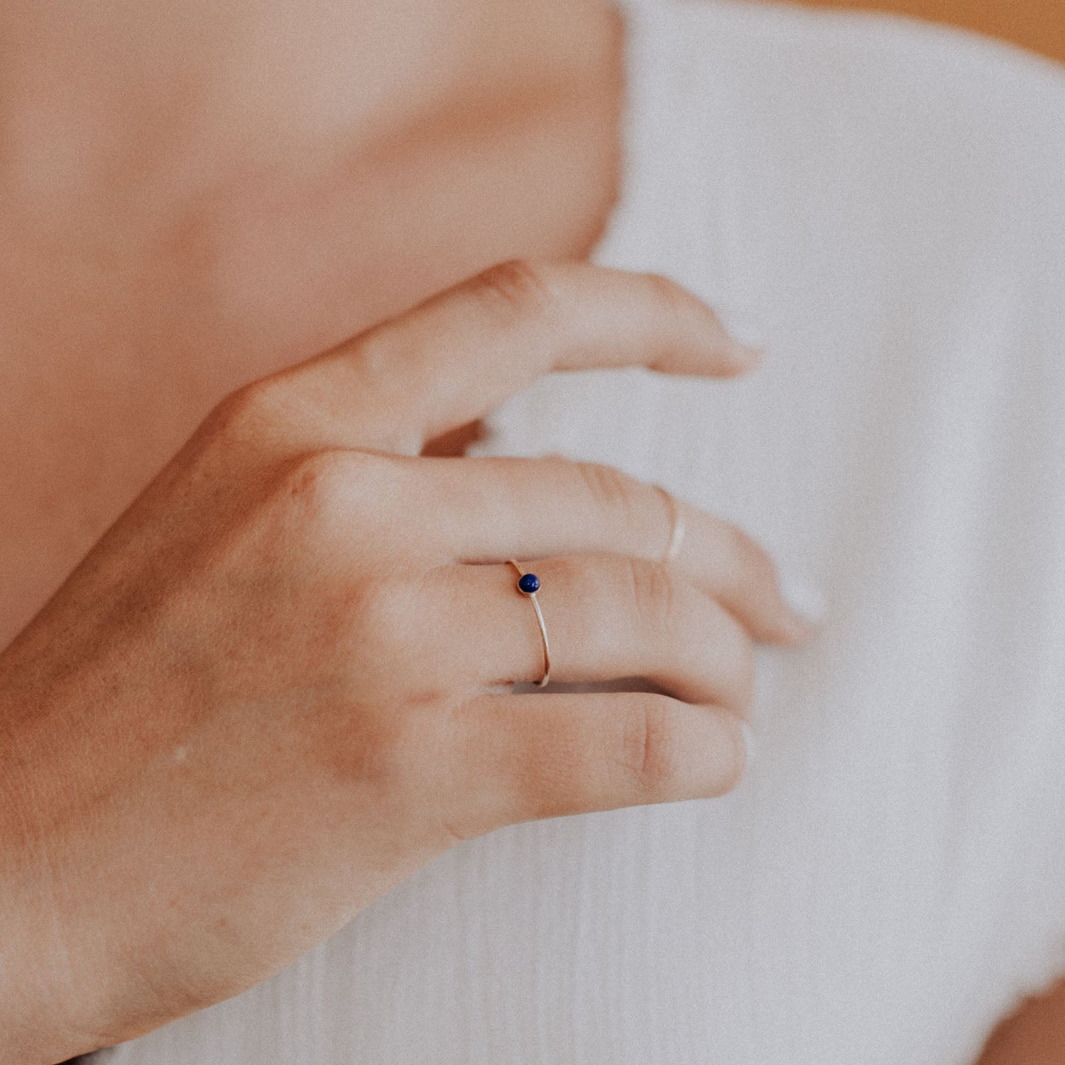 Lapis Micro Dot Stacking Ring - Favor Jewelry